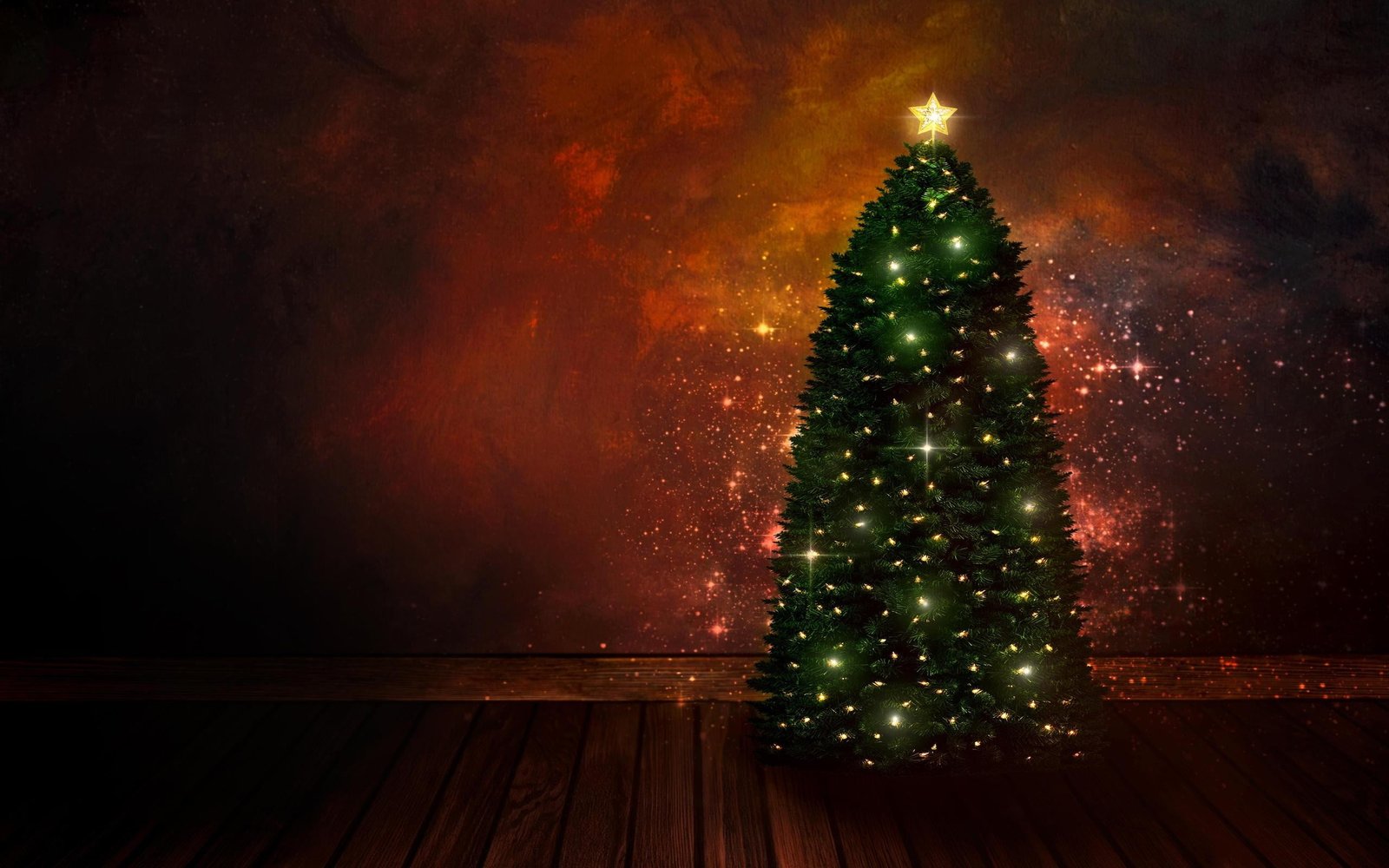 lighted green Christmas tree christmas lights celebration decoration 2k