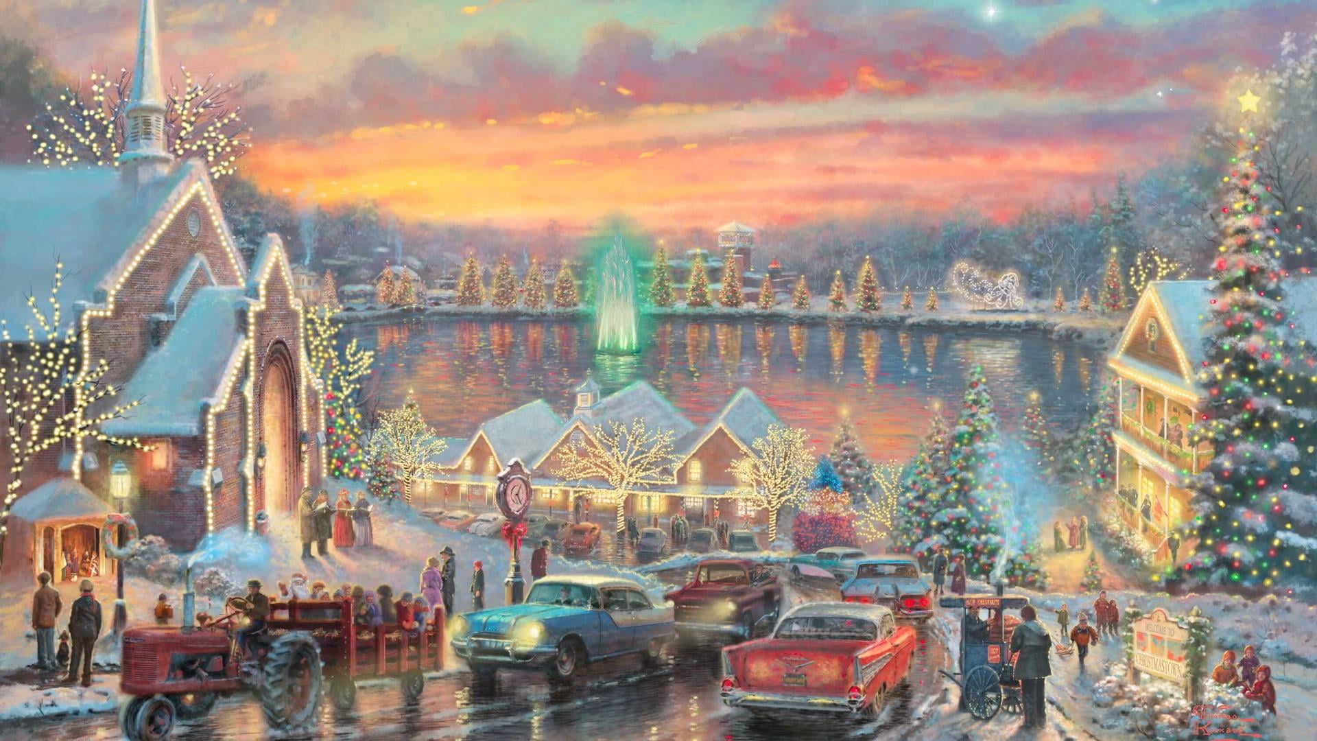 christmas day decoration impressionist art tree