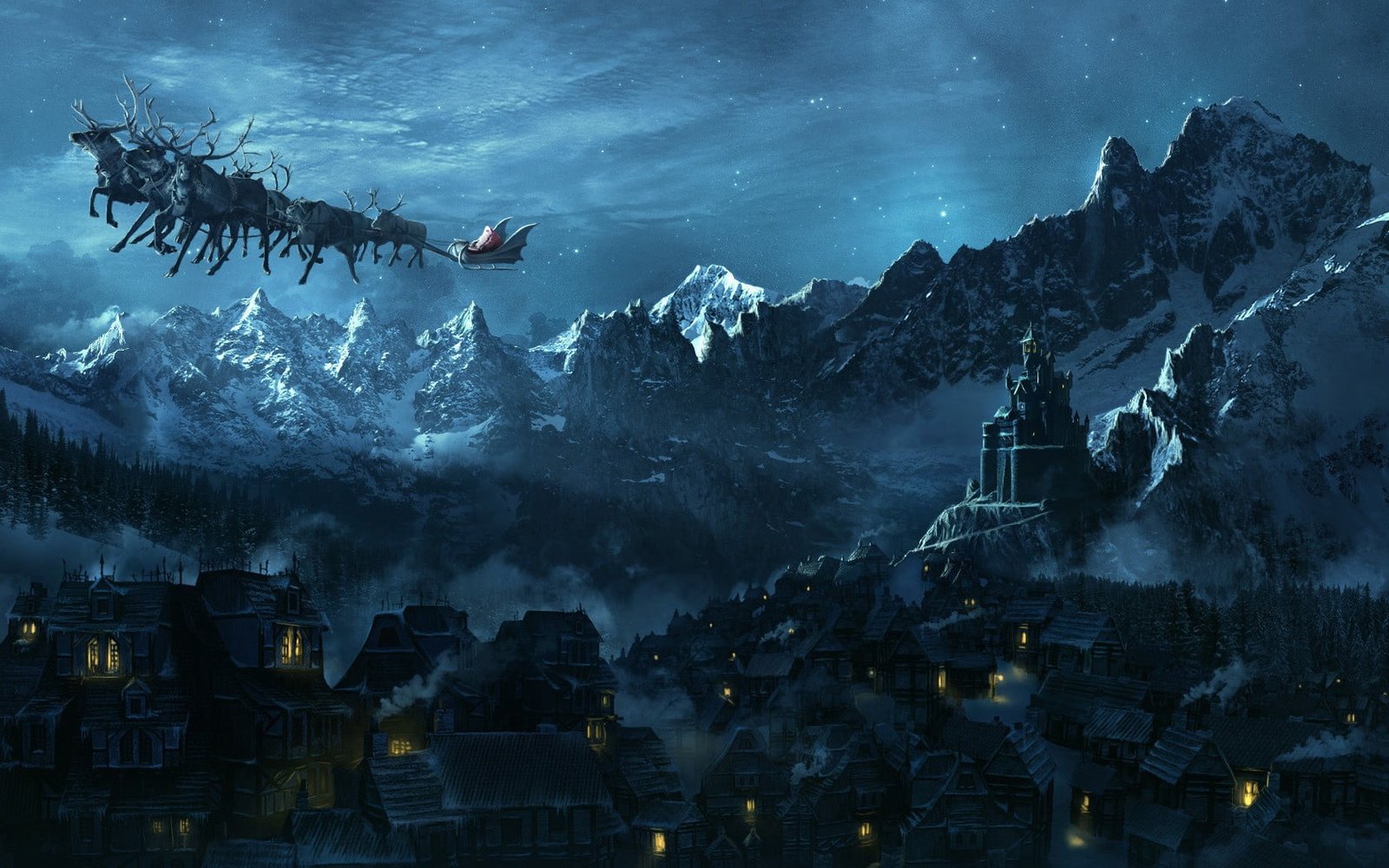 movie still wallpaper Christmas Santa Claus landscape fantasy art