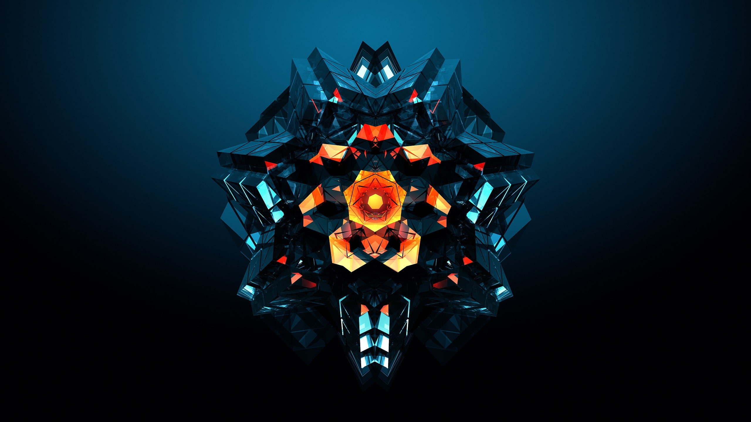 digital art cgi render abstract simple background minimalism geometry gradient symmetry facets justin maller 2k