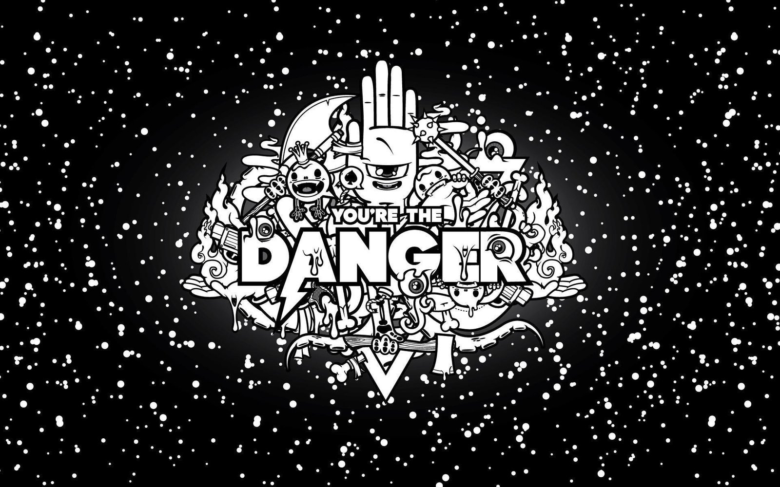 you're the danger doodle art abstraction black stars sky