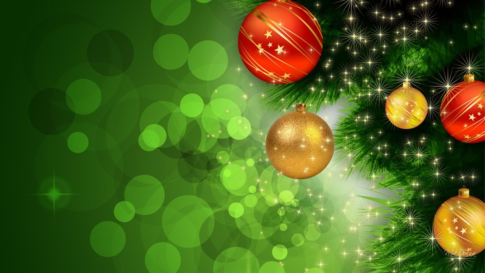 Christmas In Green shiny decorations balls tree feliz navidad
