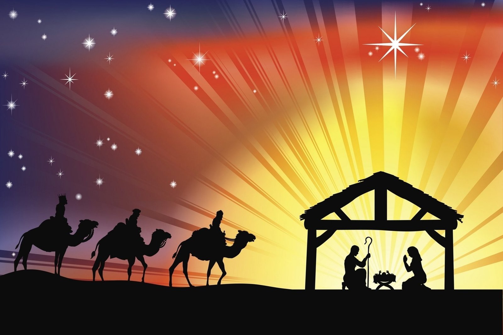 Holiday Christmas Camel Jesus Mary Mother of Night
