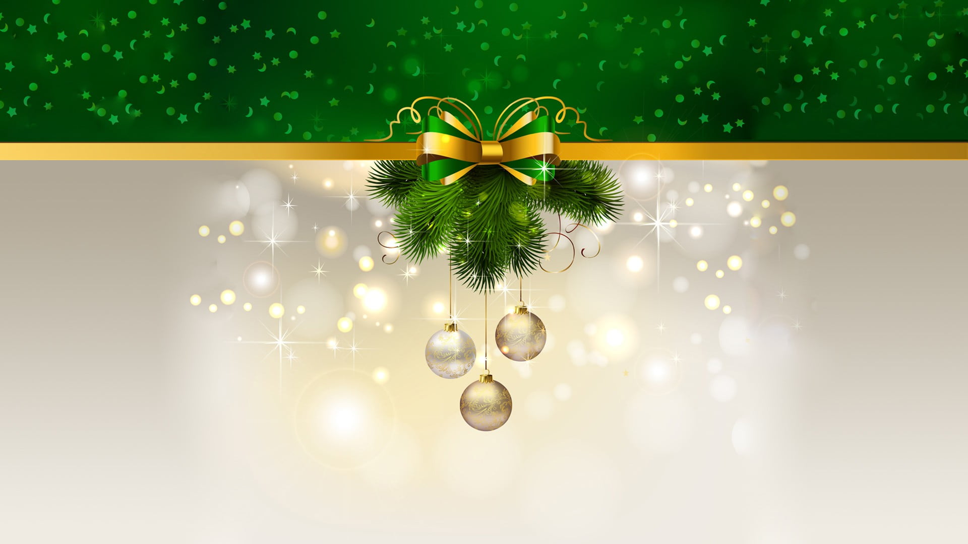 green garland and silver bauble illustration Christmas ornaments