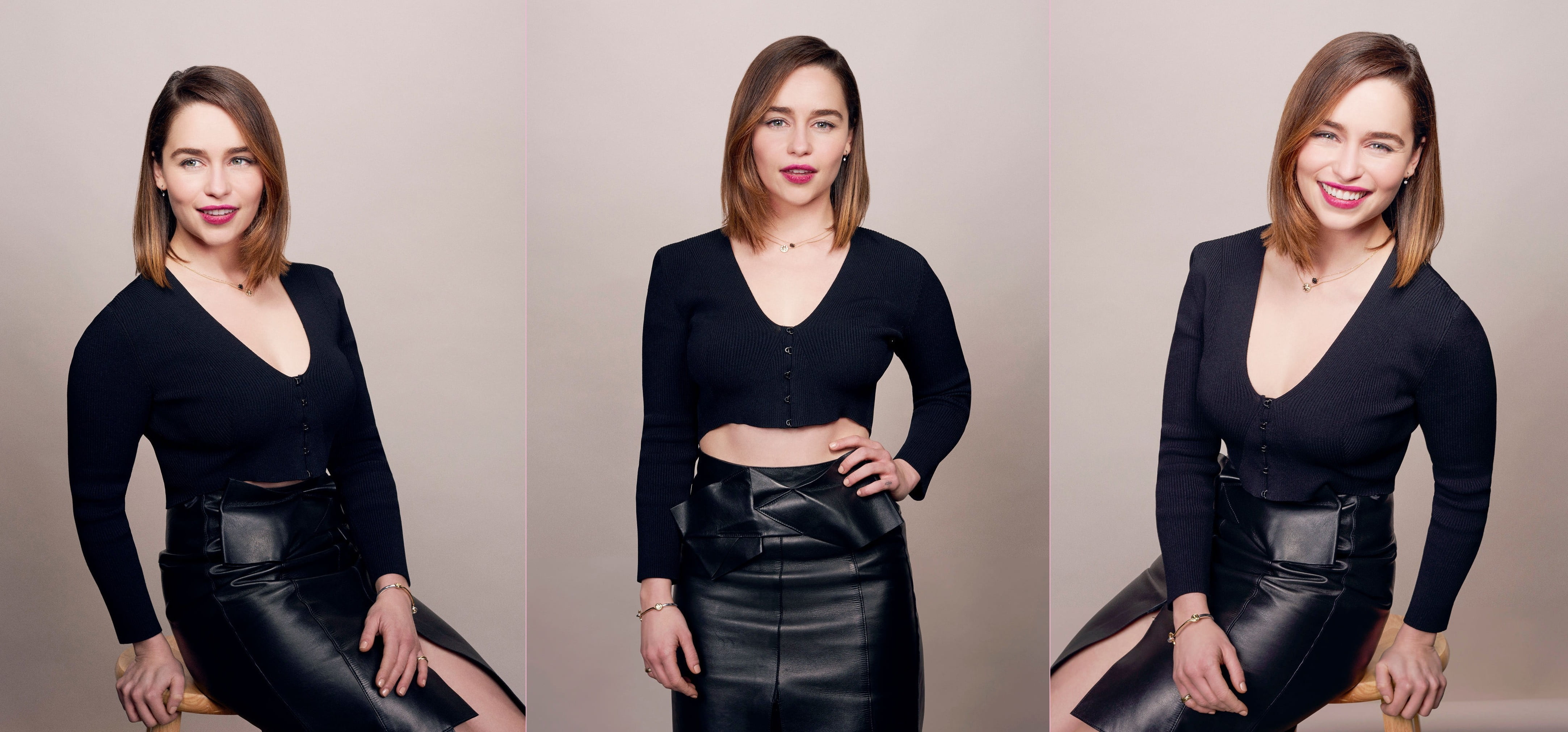 actress Emilia Clarke collage celebrity women smiling 2k 4k