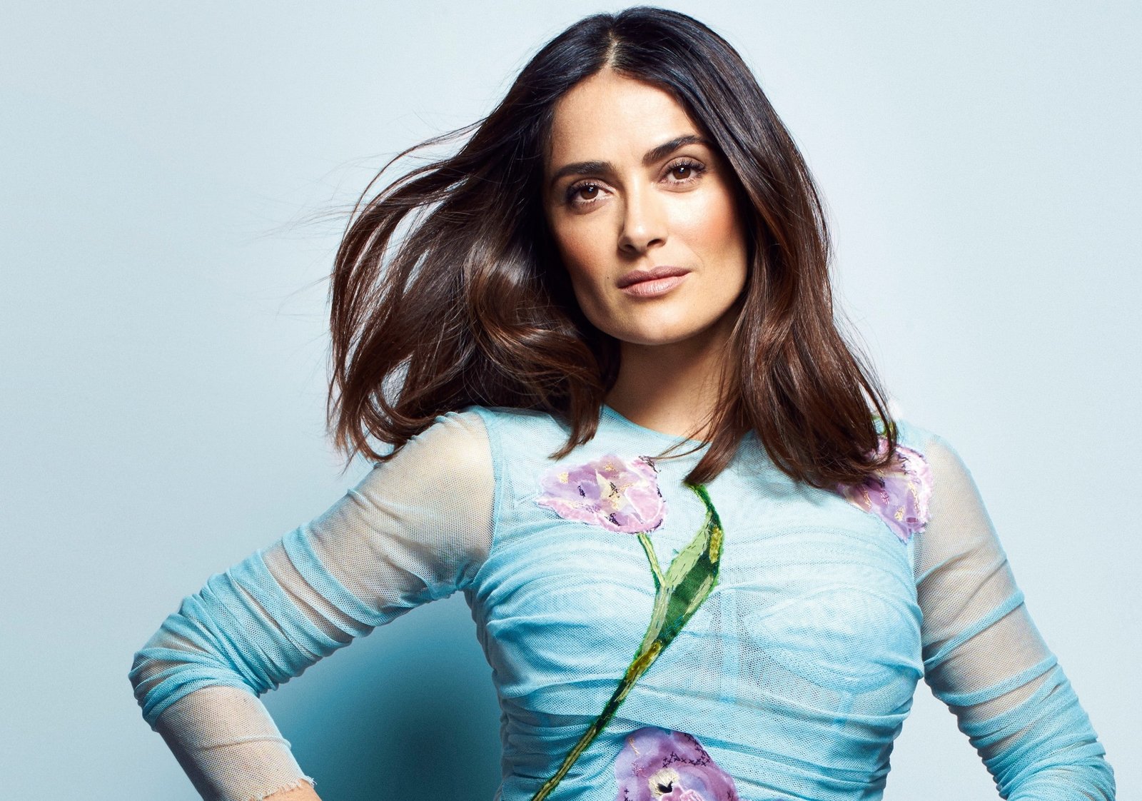 actress long hair face Salma Hayek celebrity women portrait 2k