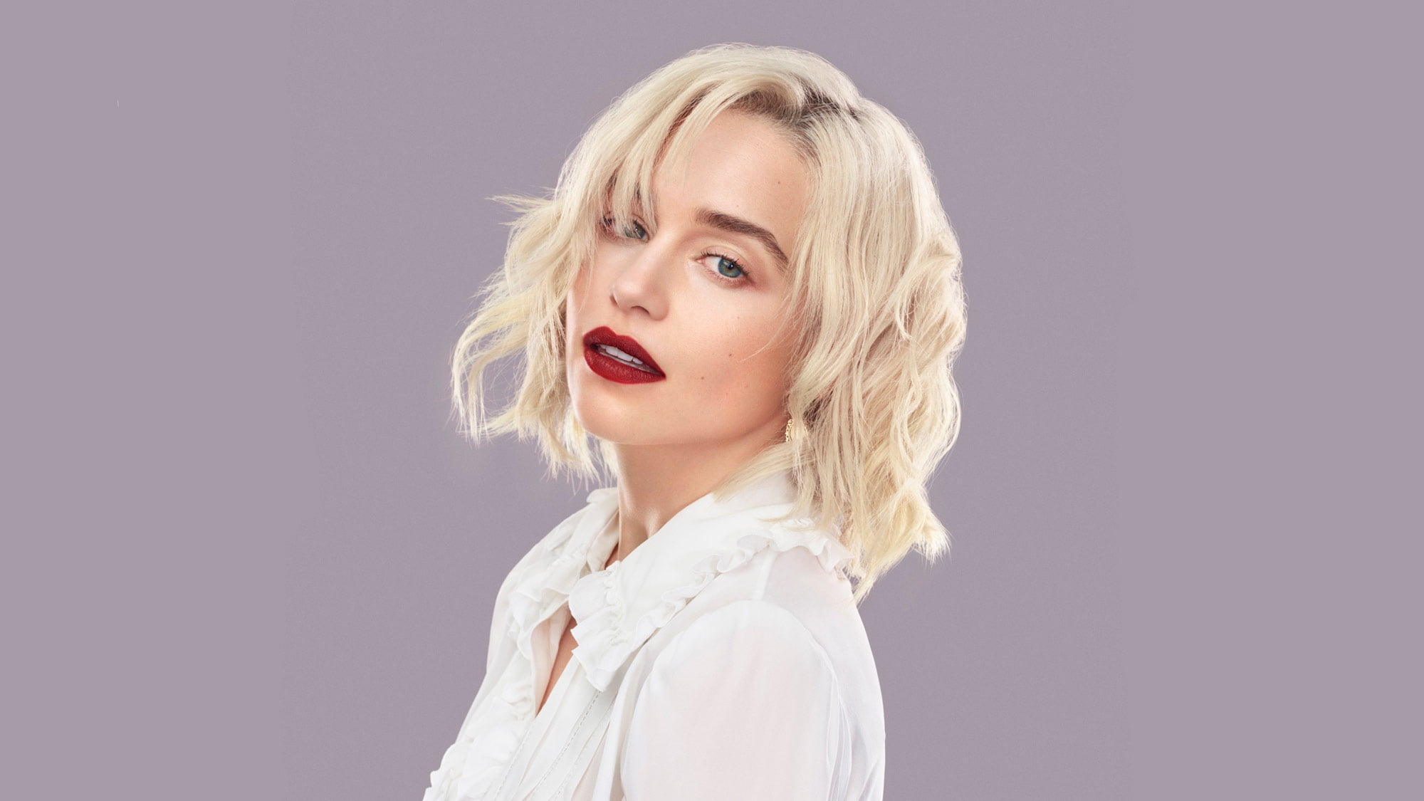Actresses Emilia Clarke Blonde Blue Eyes English Lipstick 2k