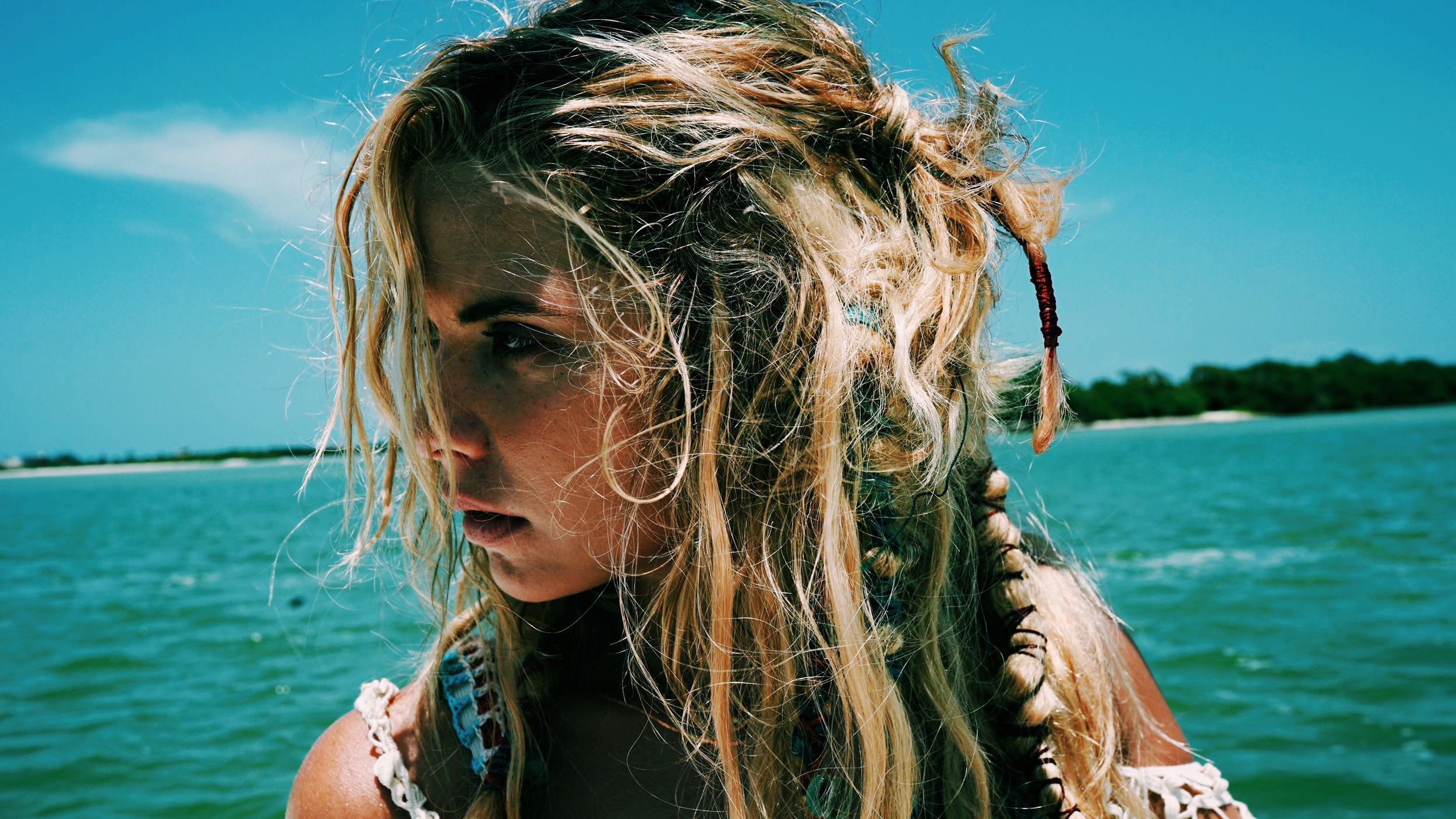 Ashley Benson actress blonde sea celebrity beach depth of field 2k