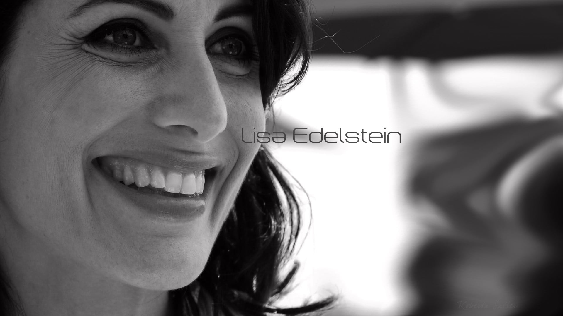 Lisa Edelstein face actress women monochrome text portrait