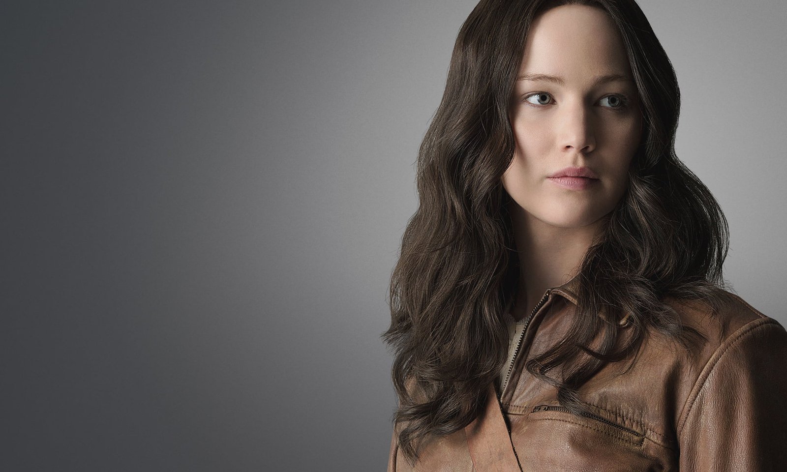 women's brown leather top actress Jennifer Lawrence The Hunger Games Mockingjay Part 1