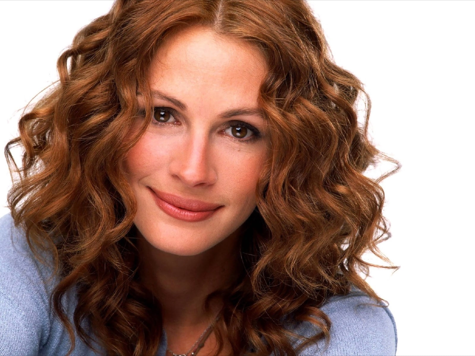 women's gray top julia roberts actress curls portrait adult