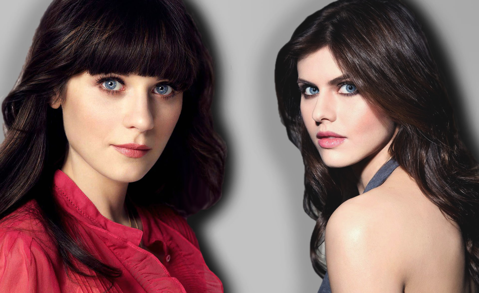 Alexandra Daddario Zooey Deschanel celebrity blue eyes women