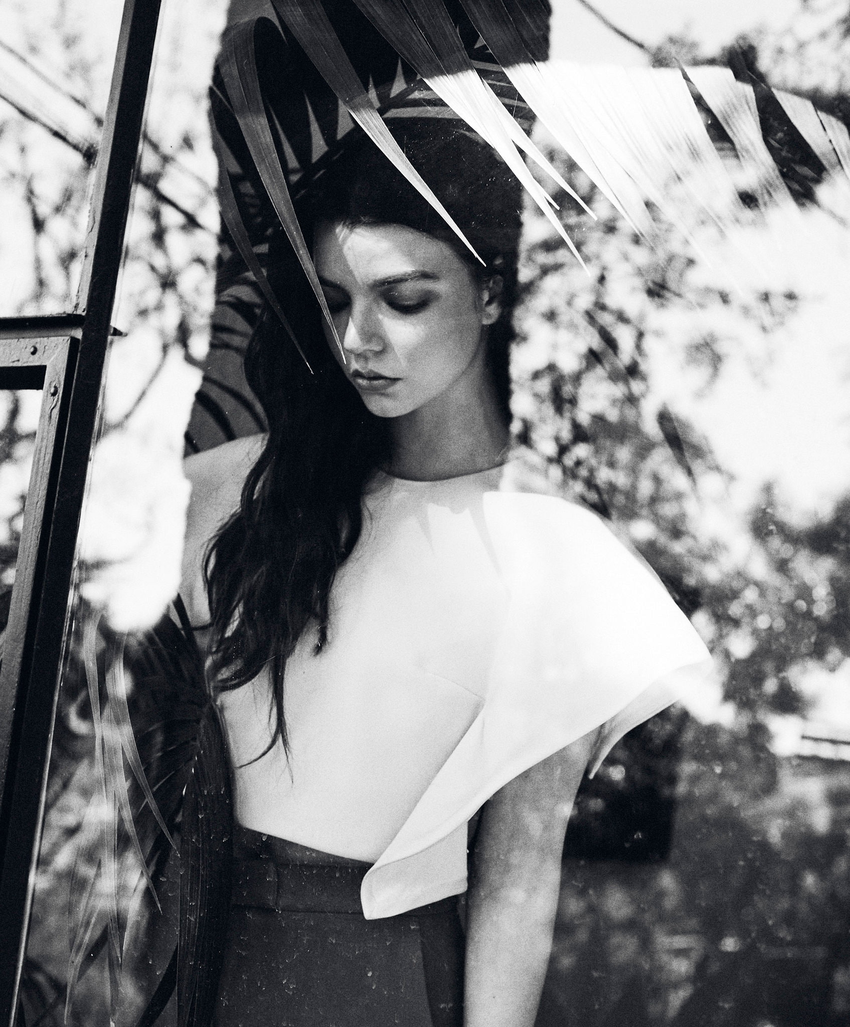 Anya Taylor Joy actress women monochrome closed eyes window