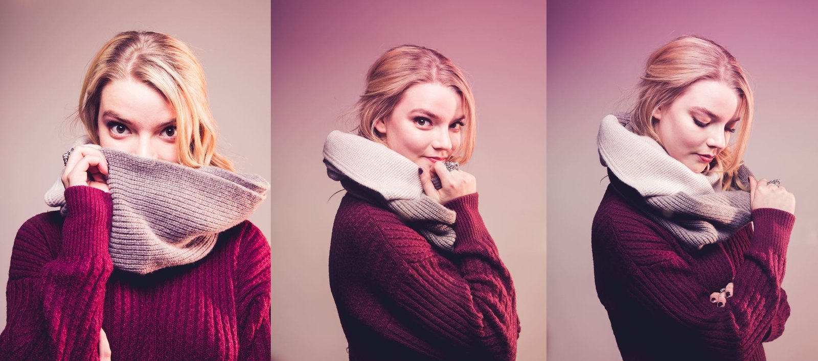 Anya Taylor Joy actress women simple background collage 2k