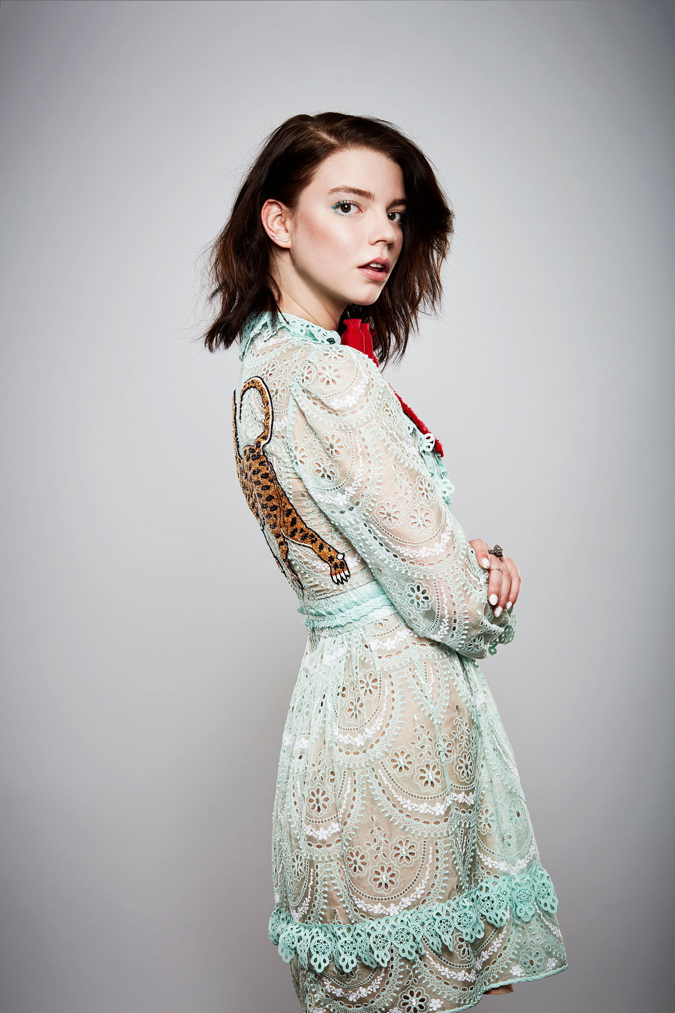 Anya Taylor Joy women actress brunette studio simple background