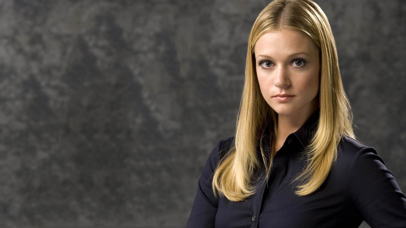 blonde women A J Cook actress portrait blond hair looking at camera