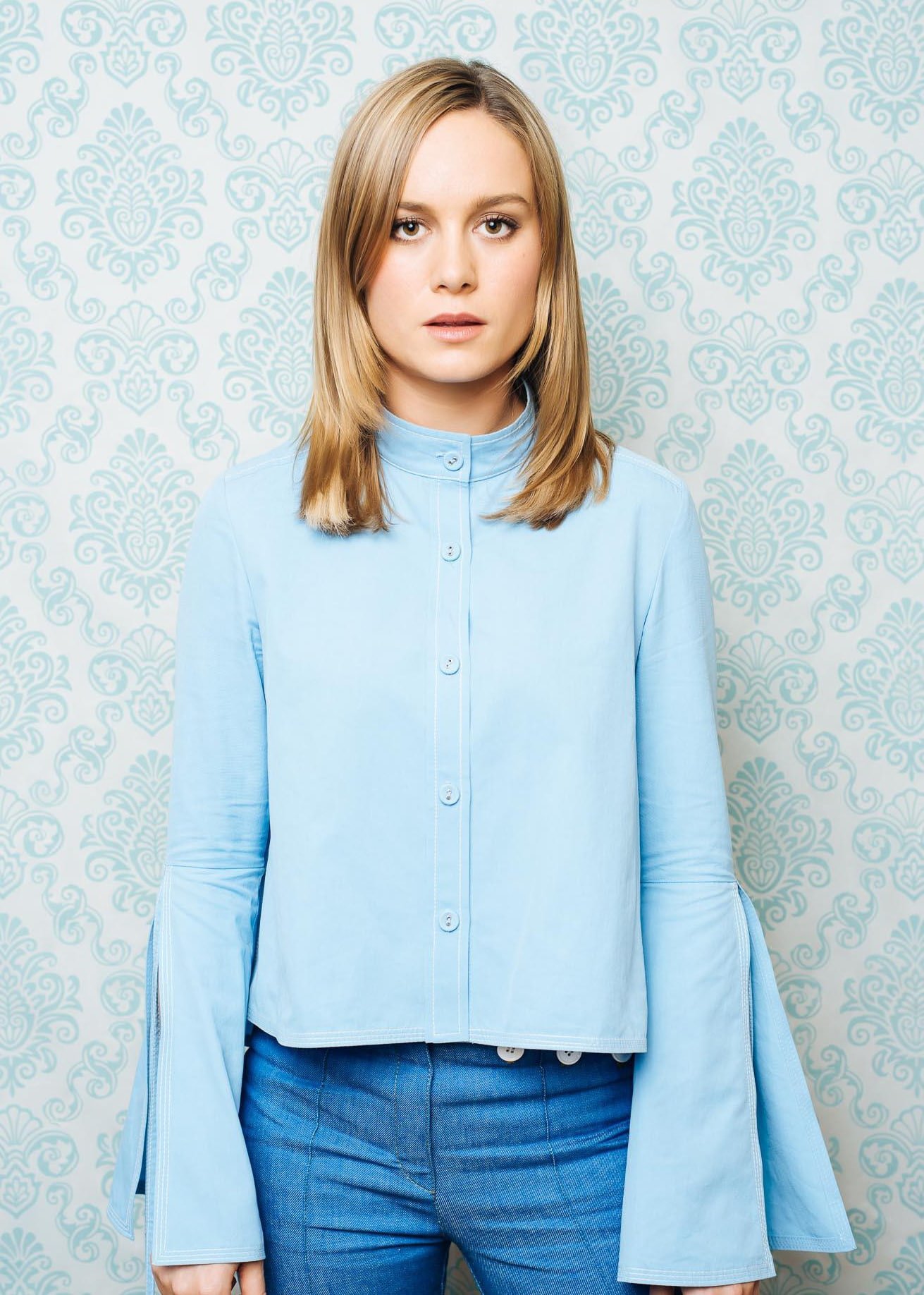 Brie Larson actress women portrait looking at camera hair