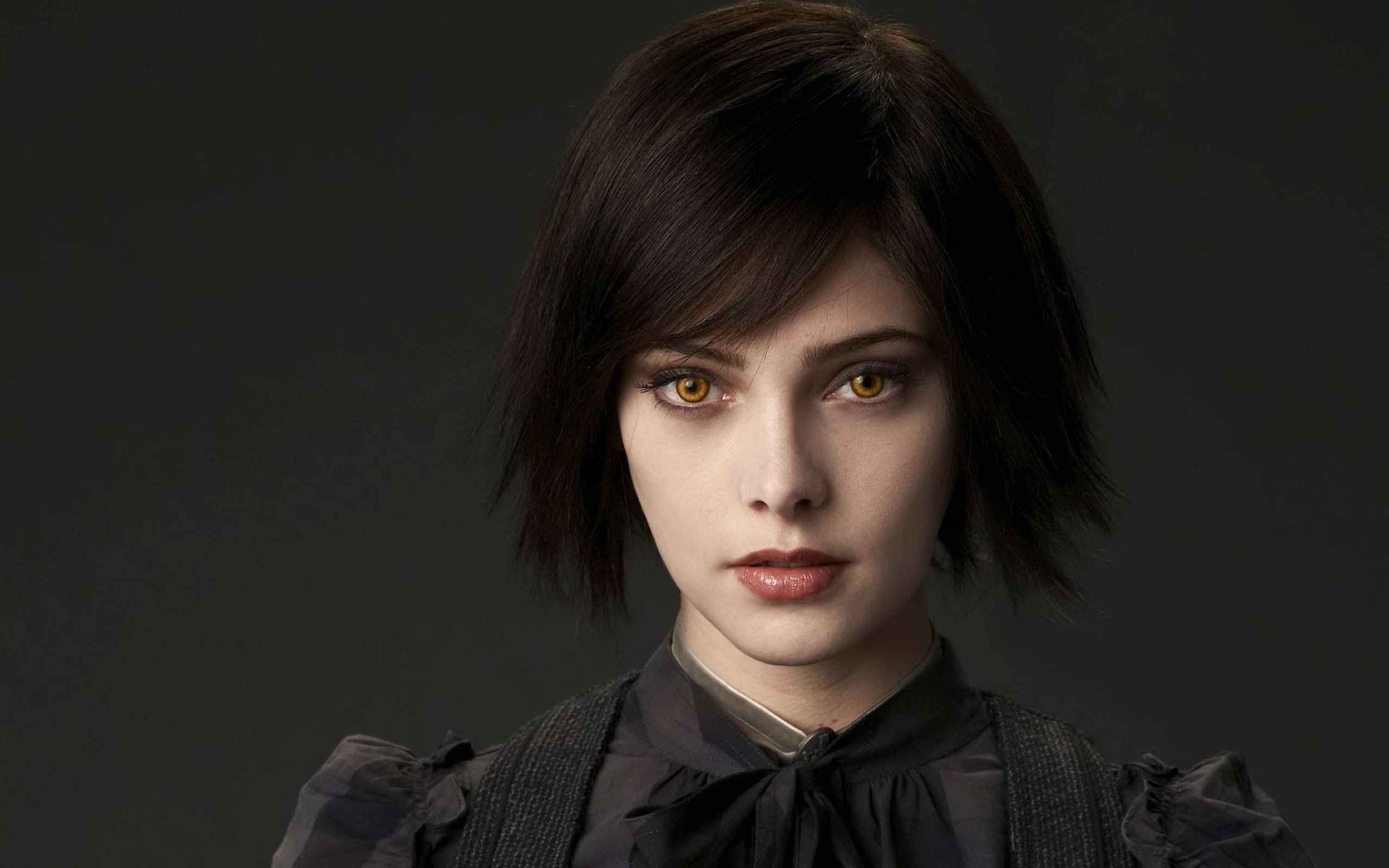 brunettes women twilight actress yellow eyes ashley greene alice cullen People Actresses HD Art 2k