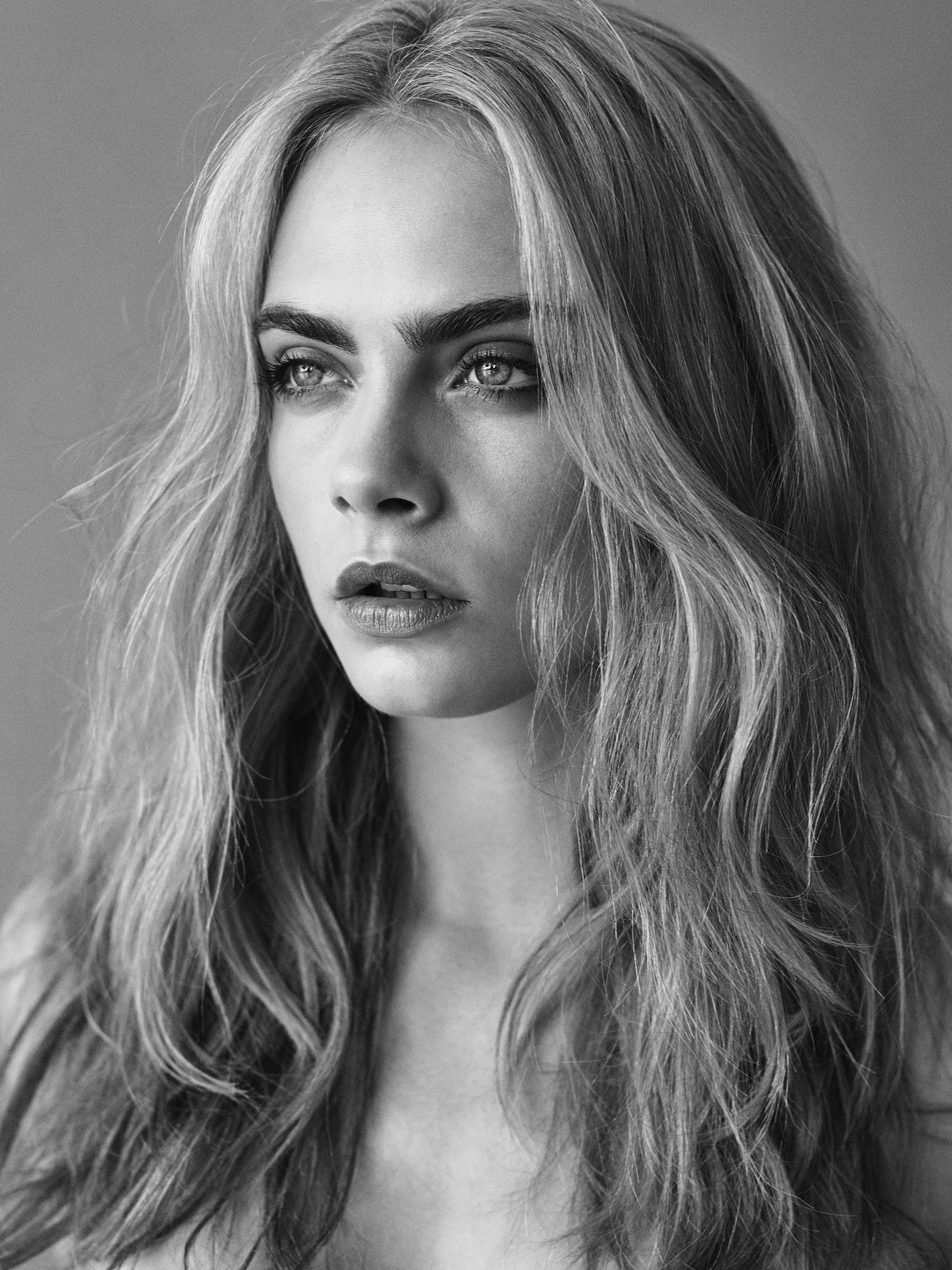 Cara Delevingne actress model monochrome women portrait 2k