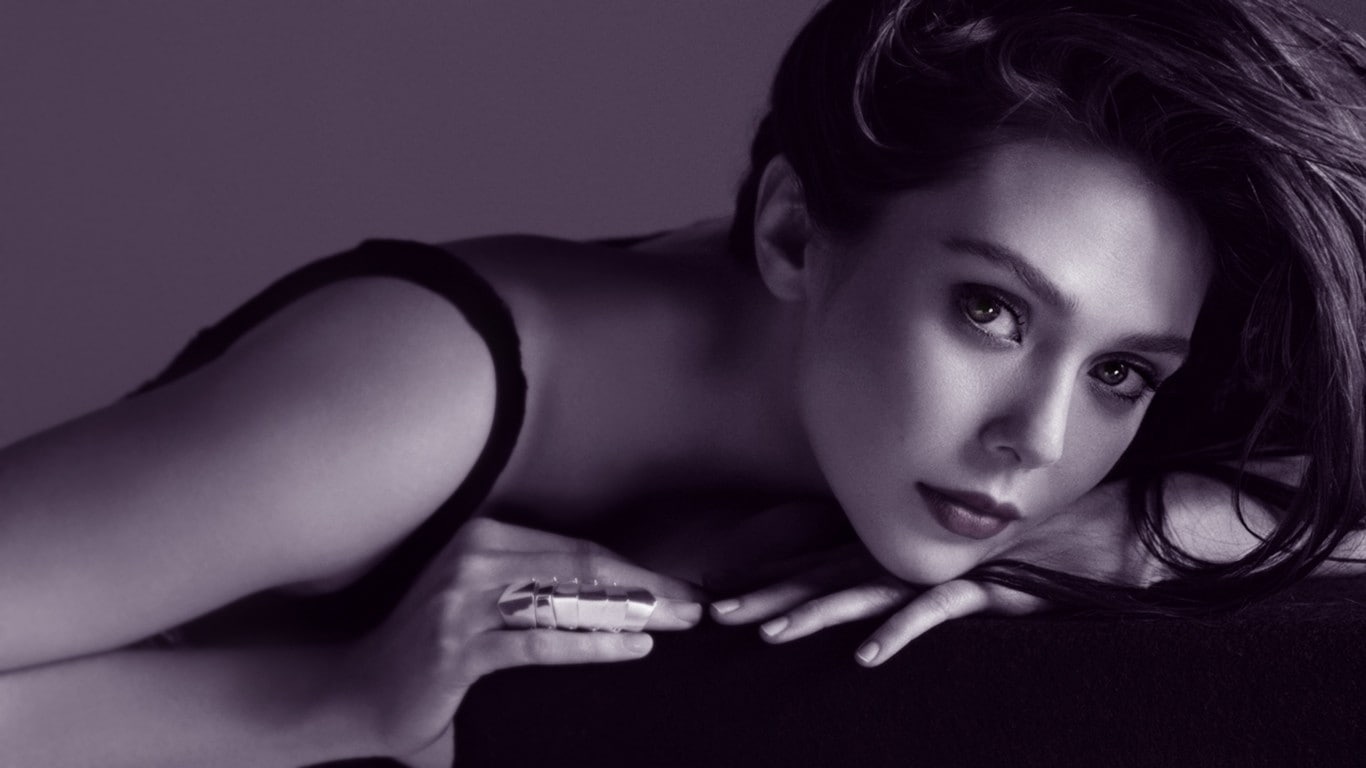 closeup Elizabeth Olsen women actress monochrome