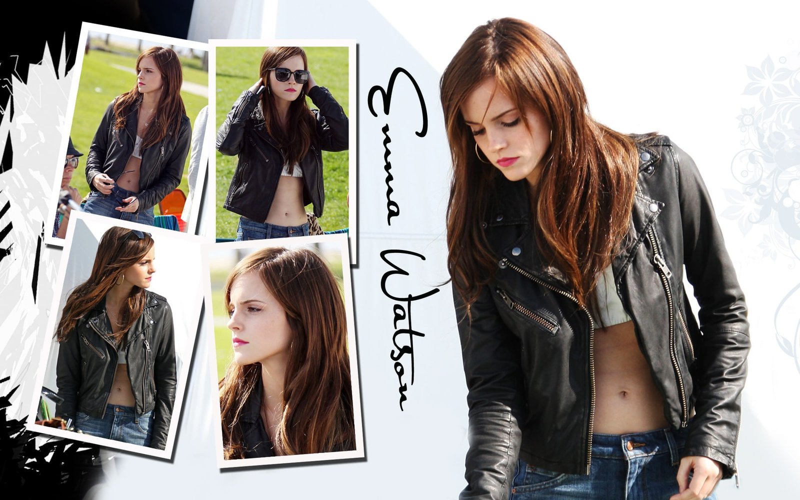 Emma Watson poster jeans brunette collage actress long hair