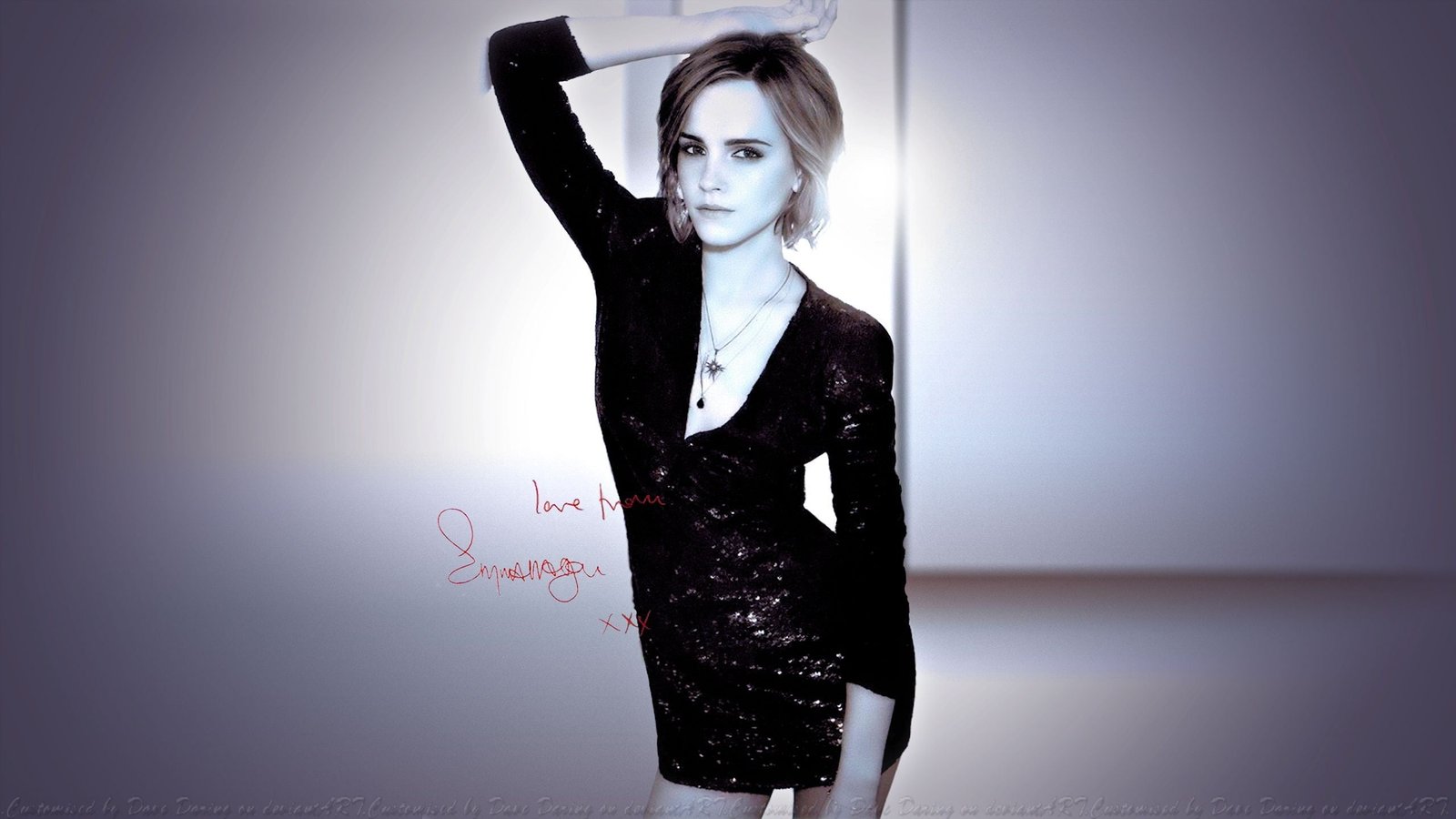 Emma Watson hands on head monochrome women actress celebrity 75 2k