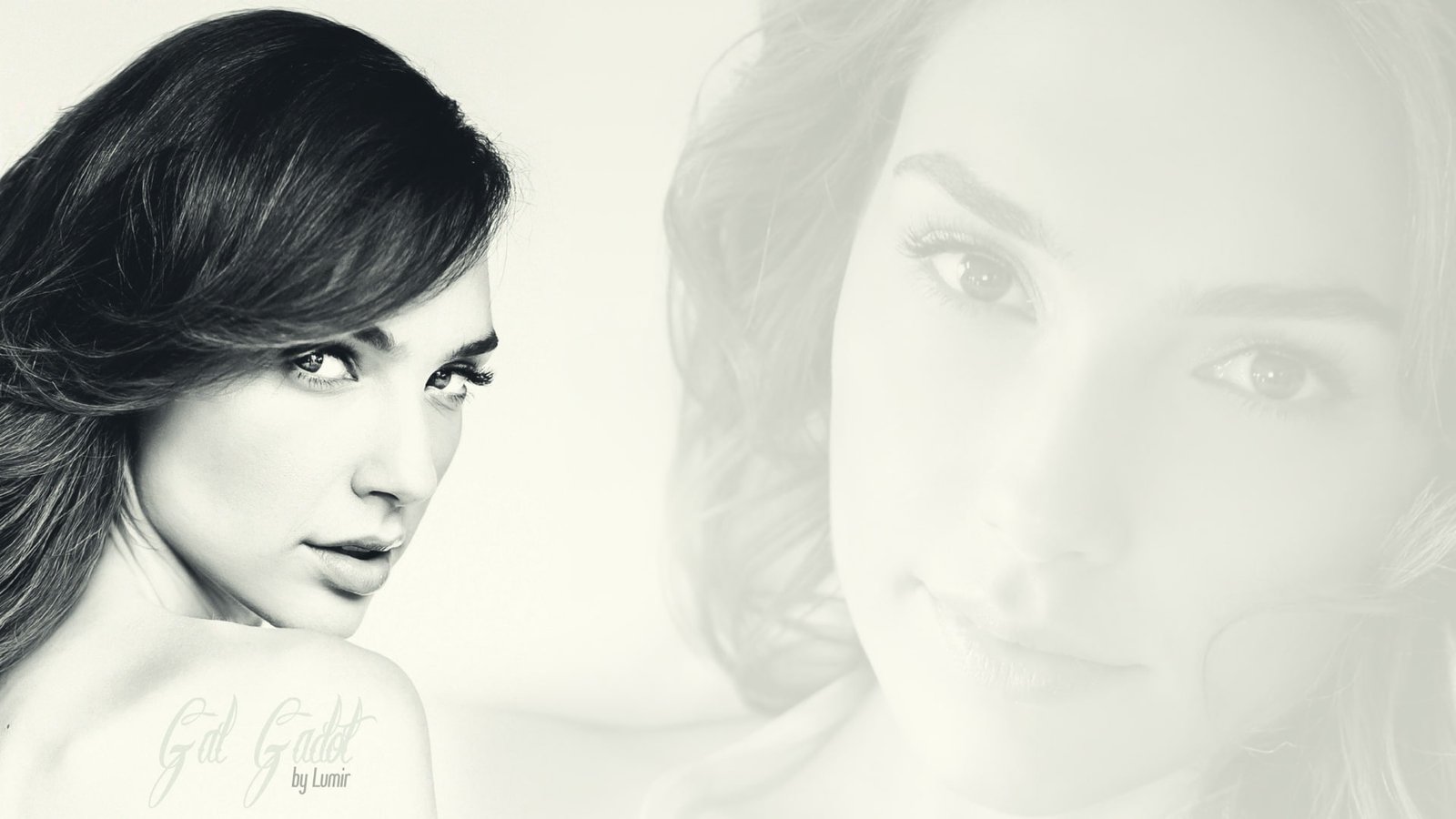 Gal Gadot brunette actress monochrome women portrait headshot