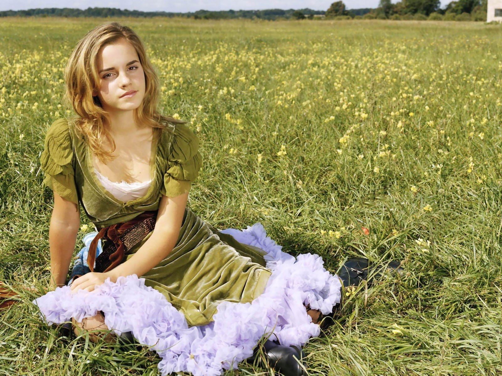 Emma Watson women outdoors dress grass actress celebrity