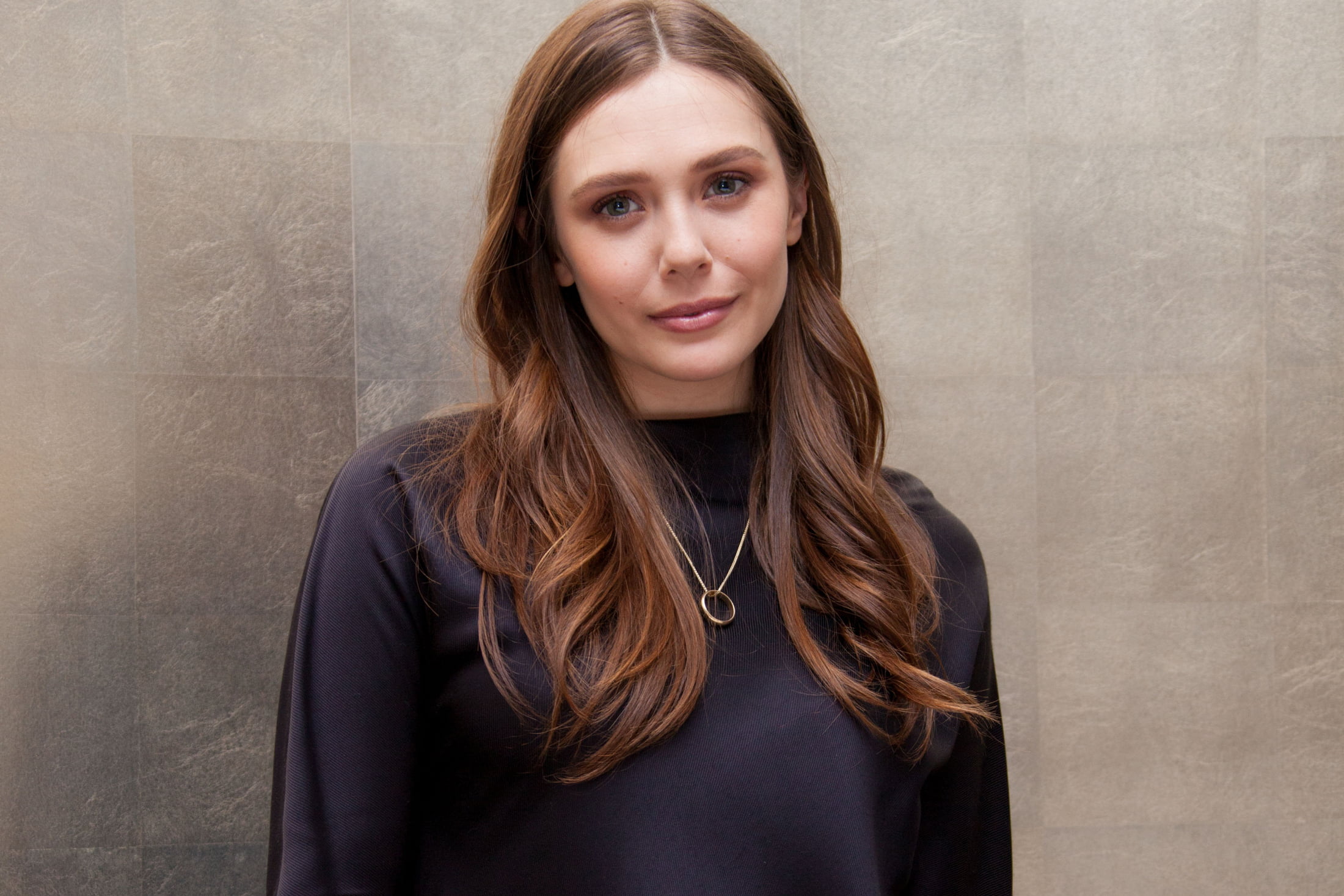 Elizabeth Olsen women actress brunette green eyes long hair 2k