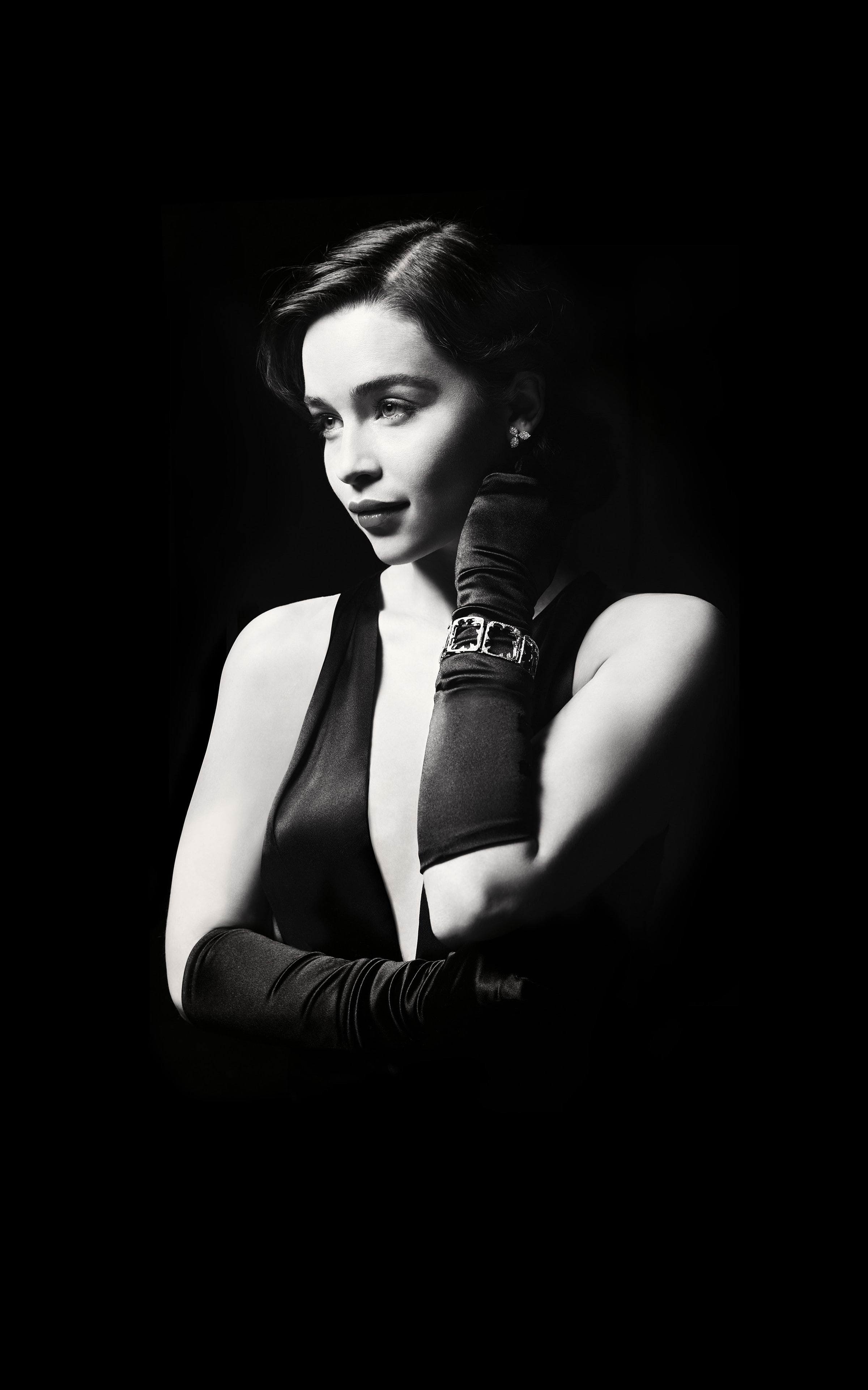 Emilia Clarke actress brunette women celebrity monochrome 2k