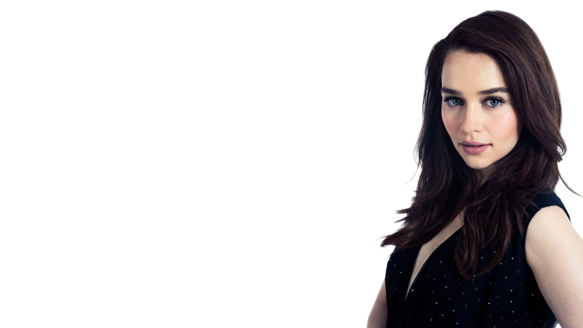 Emilia Clarke actress white background looking at viewer women