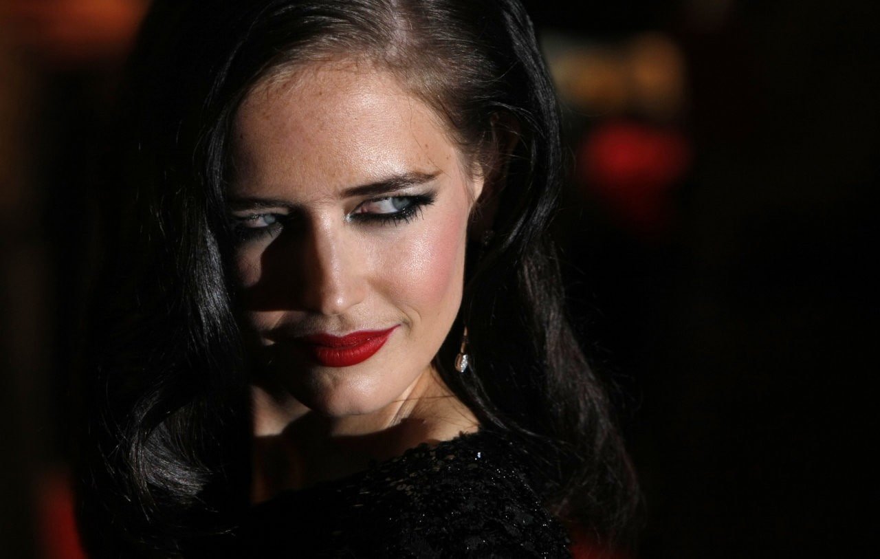 Eva Green actress women dark hair makeup red lipstick