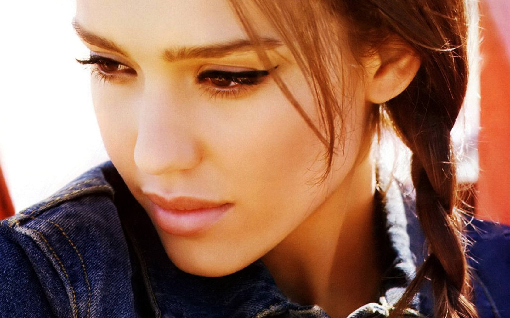 Jessica Alba women outdoors face brunette actress