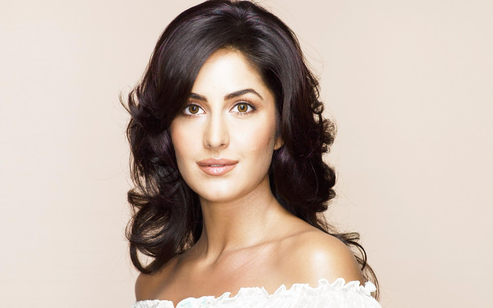 Katrina Kaif Widescreen HD women's white off shoulder shirt