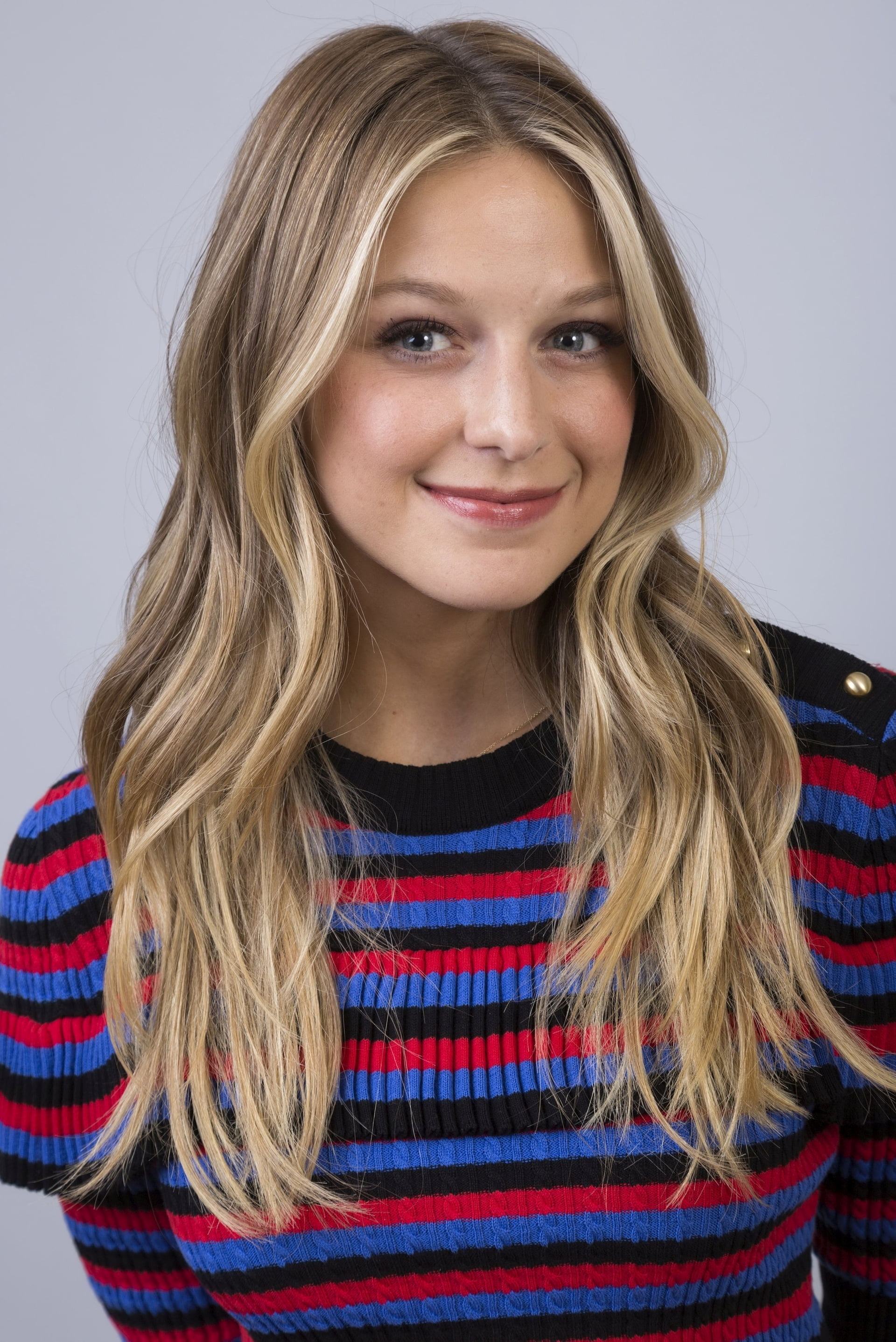 Melissa Benoist women actress blonde sweater smiling blue eyes