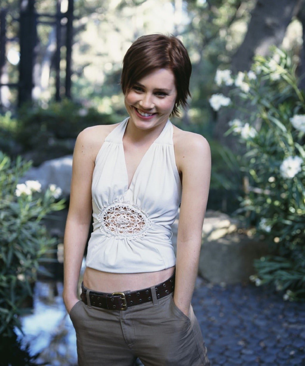 men's white tank top short hair Alison Lohman actress young adult