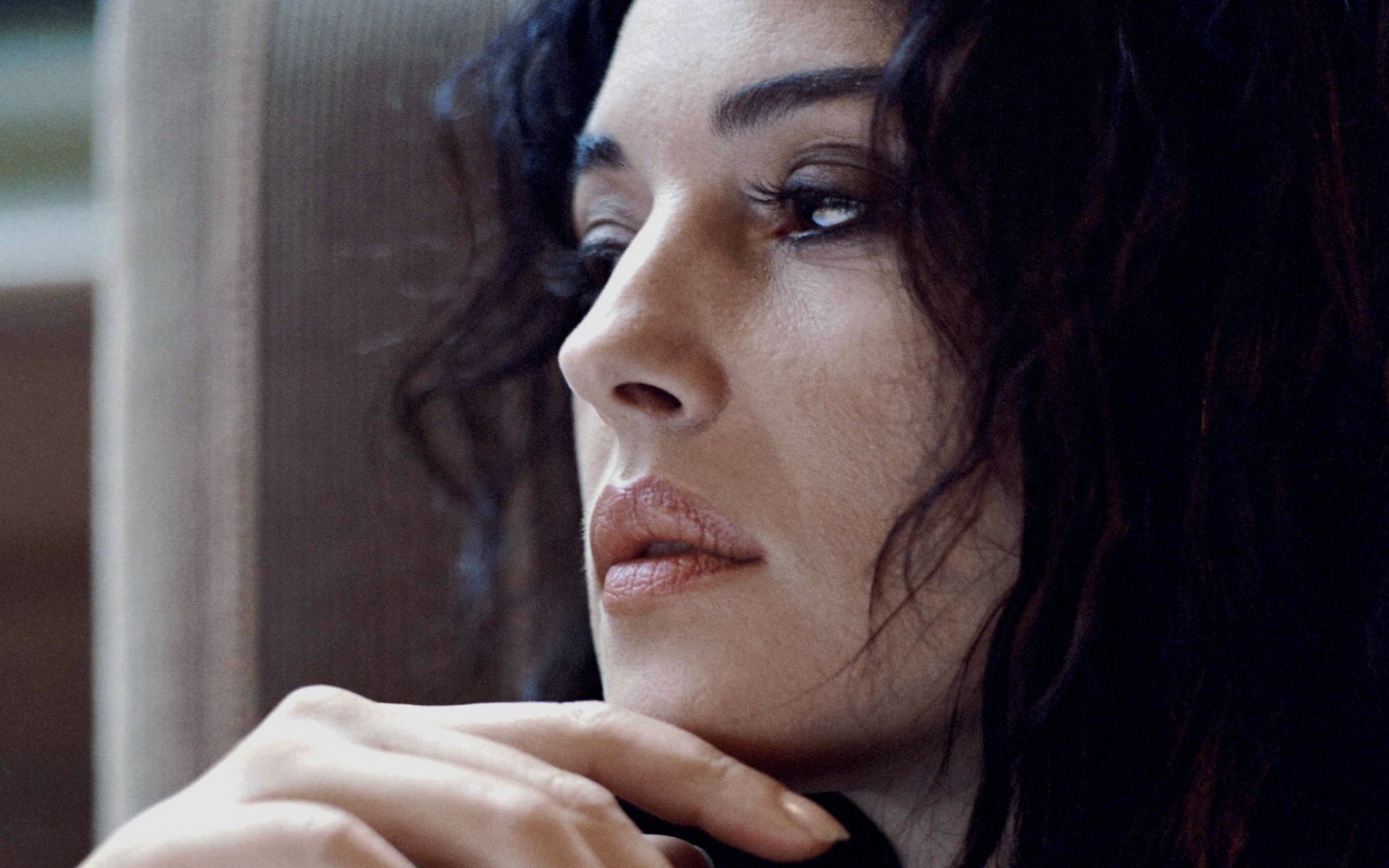 Monica Bellucci face actress headshot one person contemplation