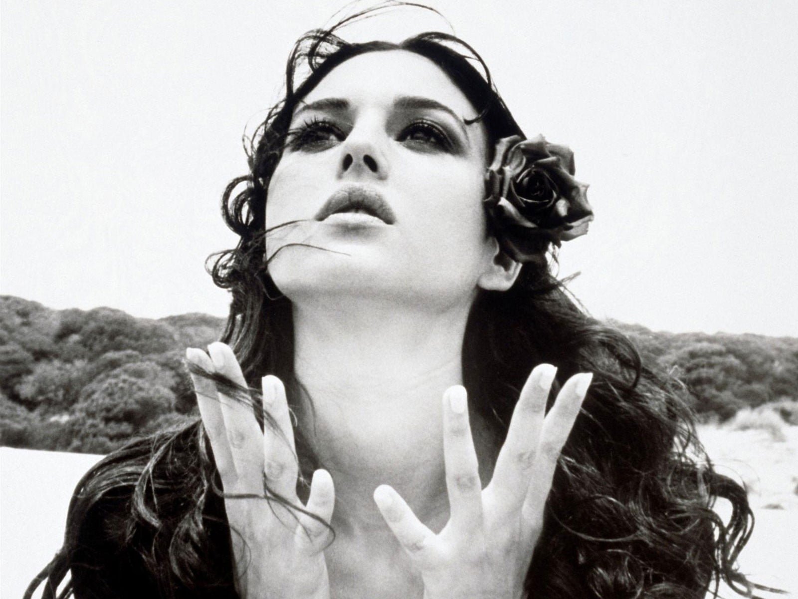 Monica Bellucci women actress model monochrome brunette