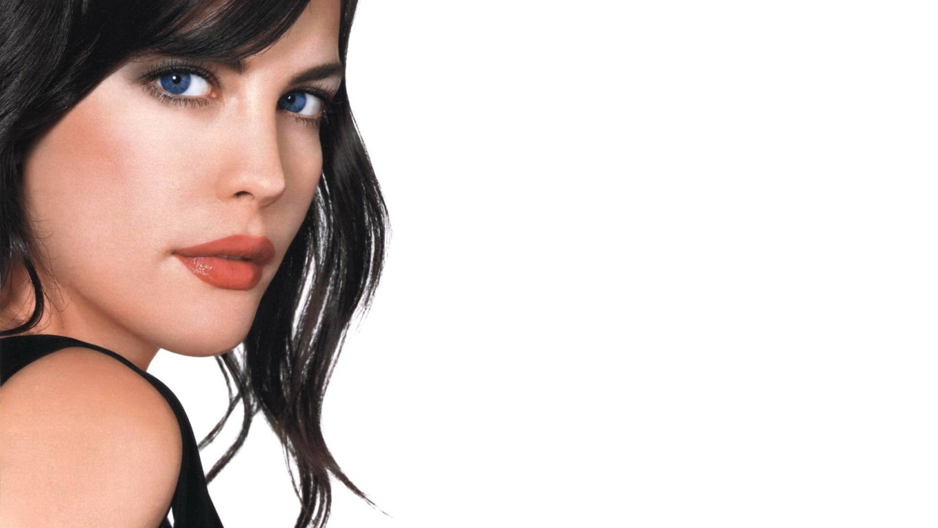 Liv Tyler face women actress simple background portrait