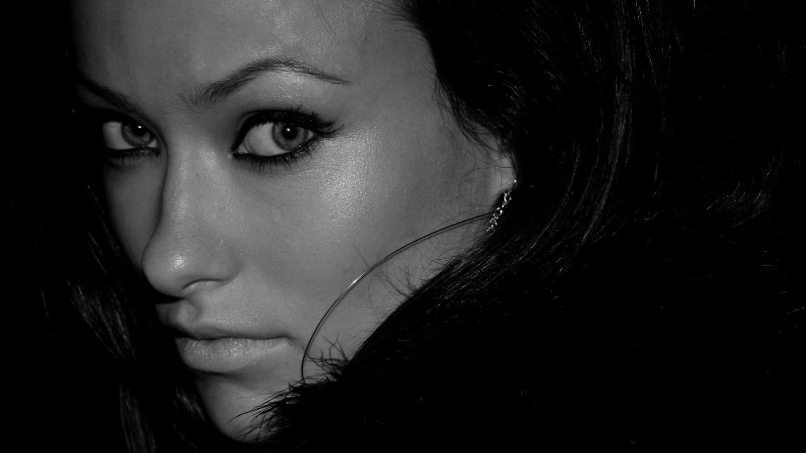 Olivia Wilde face monochrome actress celebrity women portrait
