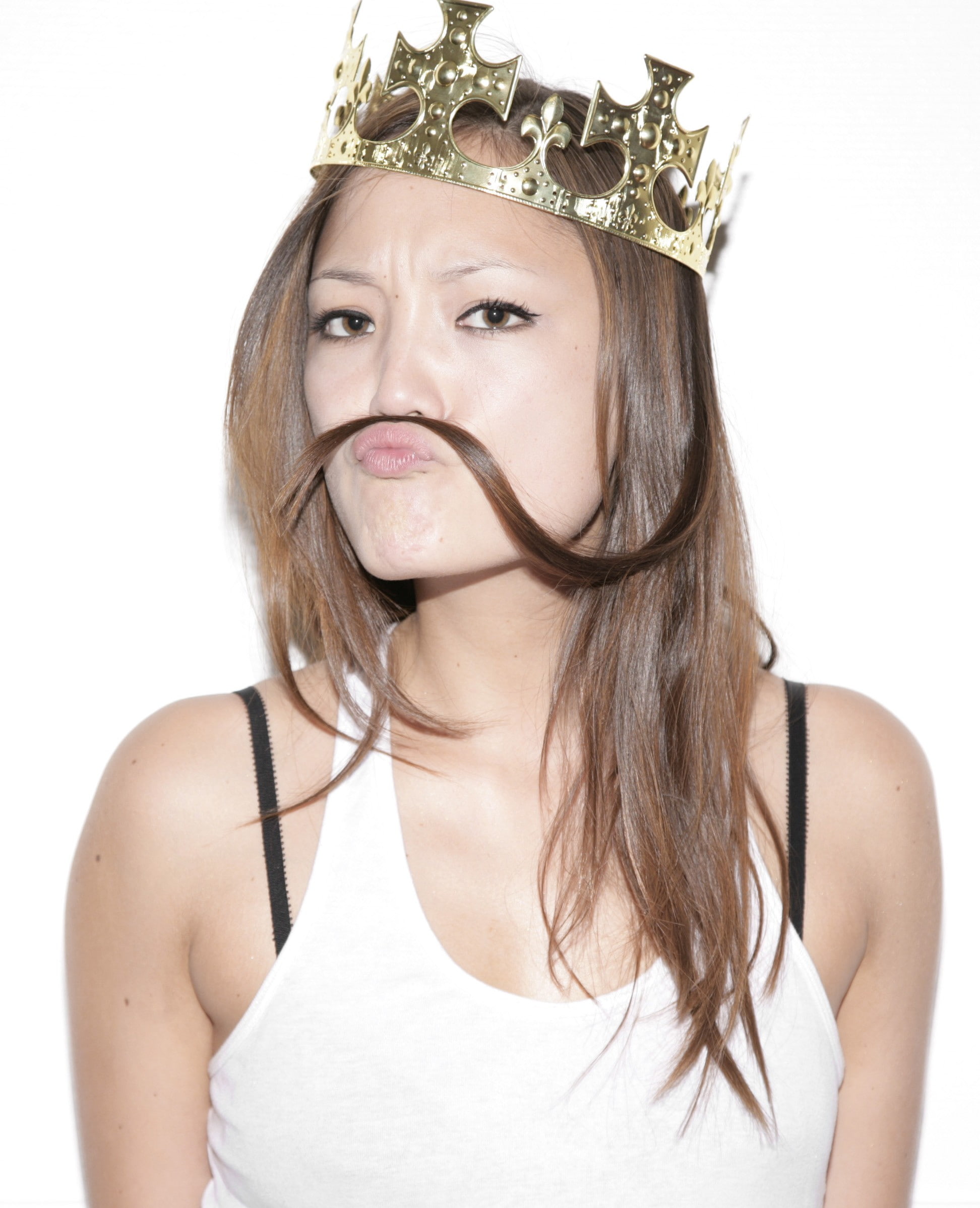 Pom Klementieff women actress crown white background portrait 96