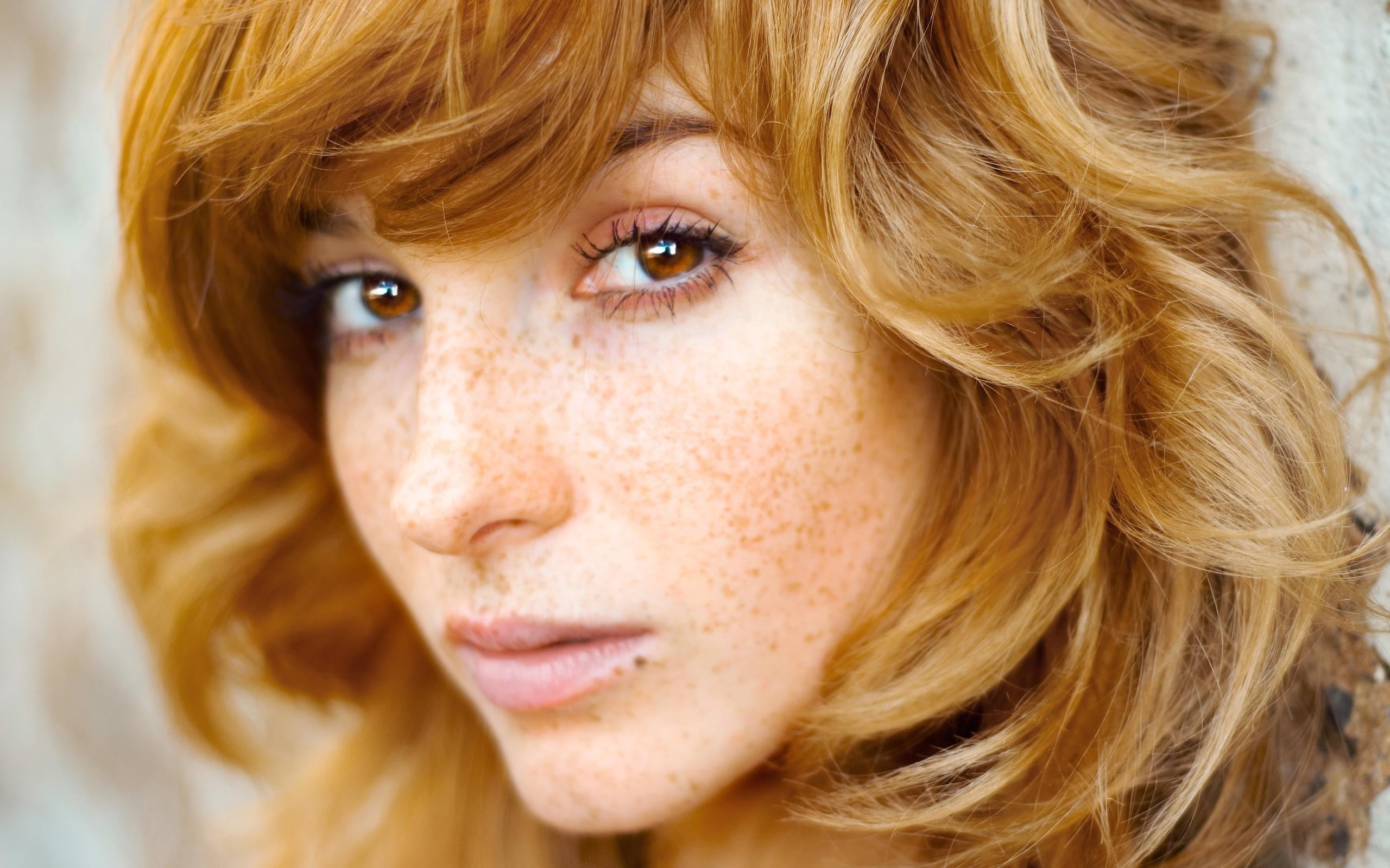 redhead freckles women actress long hair Vica Kerekes 2k