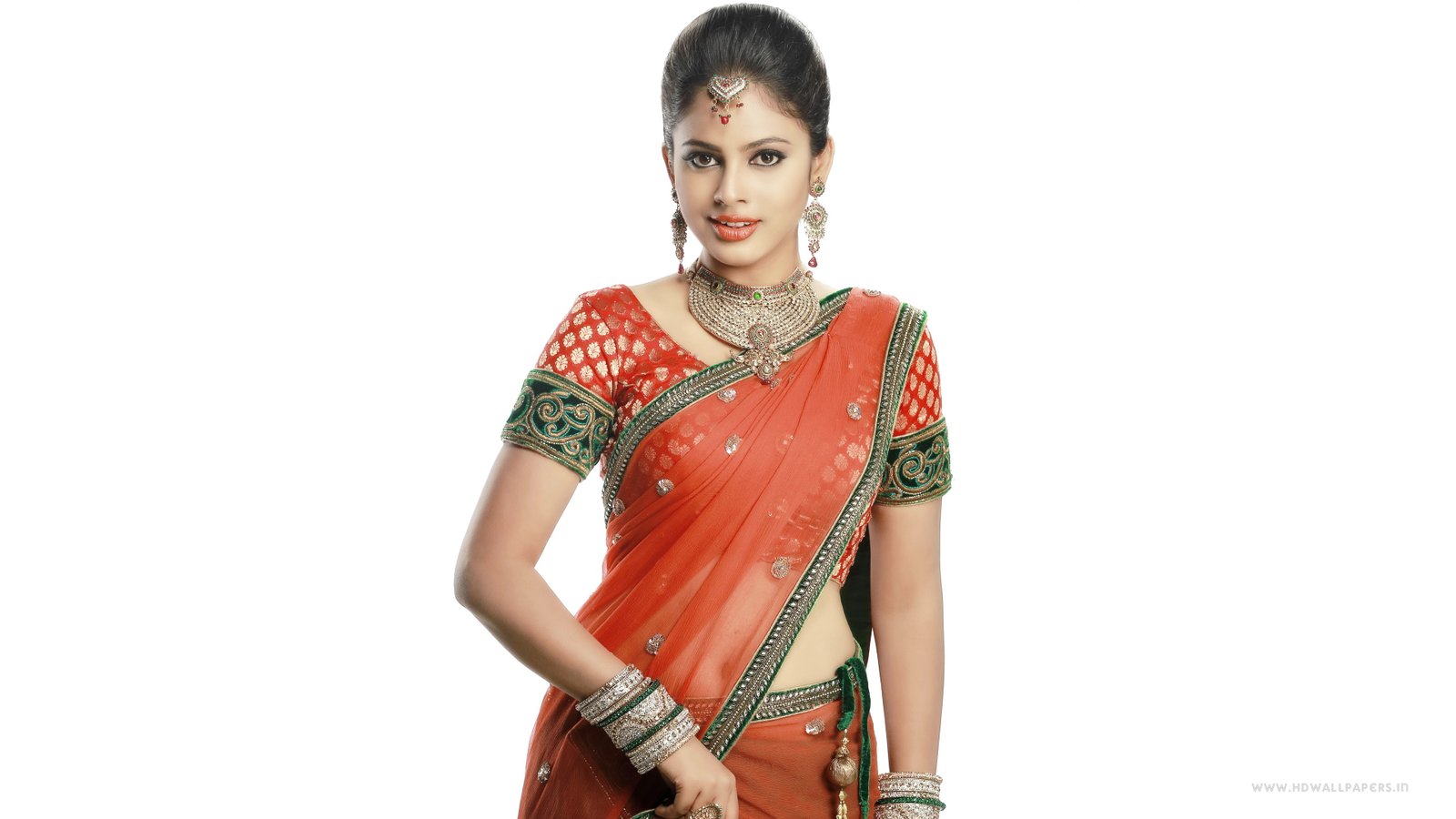 Saree Actress Nandita Swetha white background one person studio shot 2k