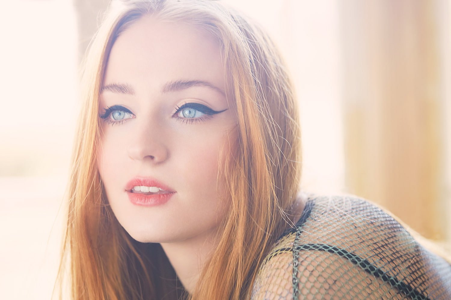 Sophie Turner redhead actress blue eyes portrait headshot