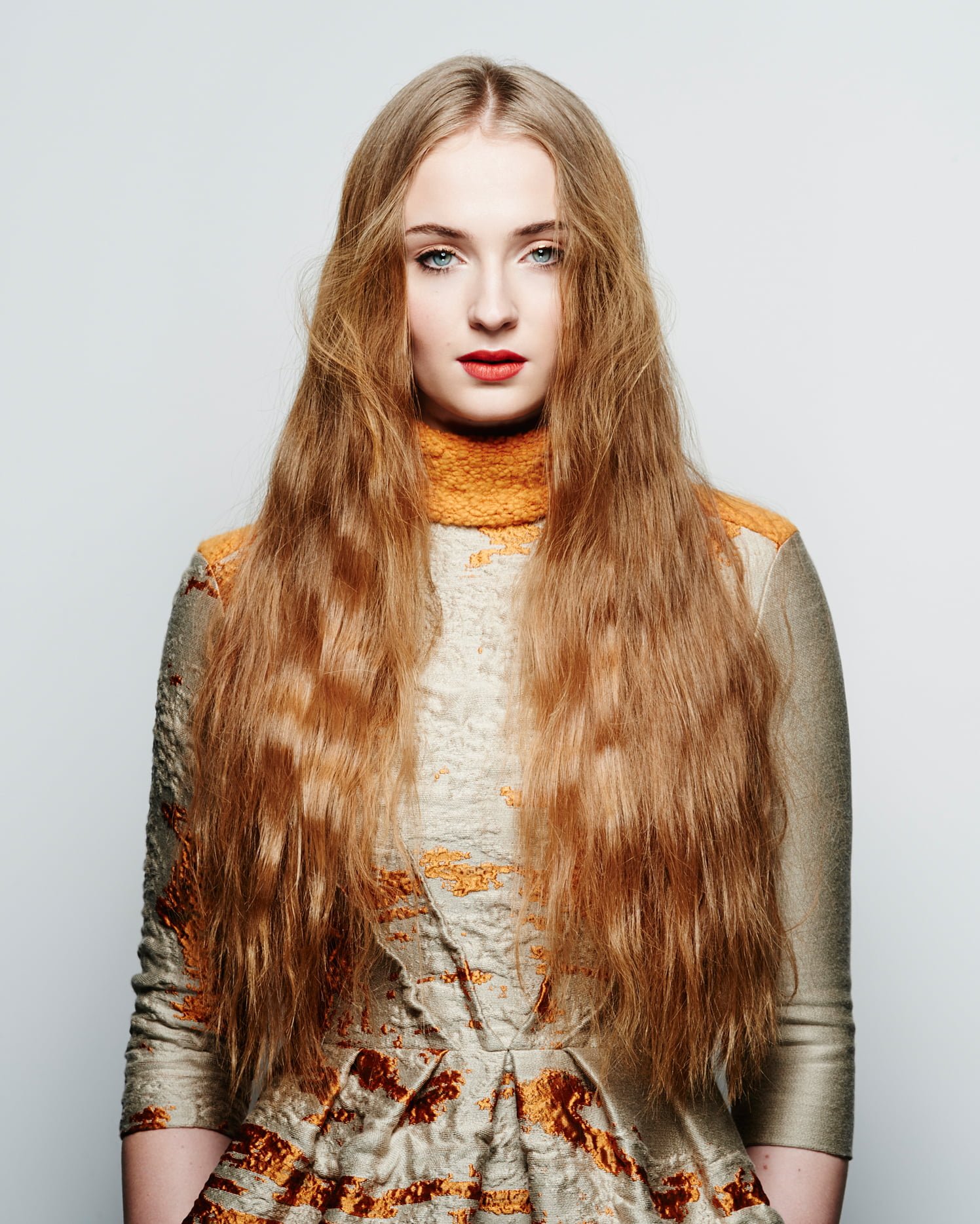Sophie Turner women actress long hair blue eyes redhead