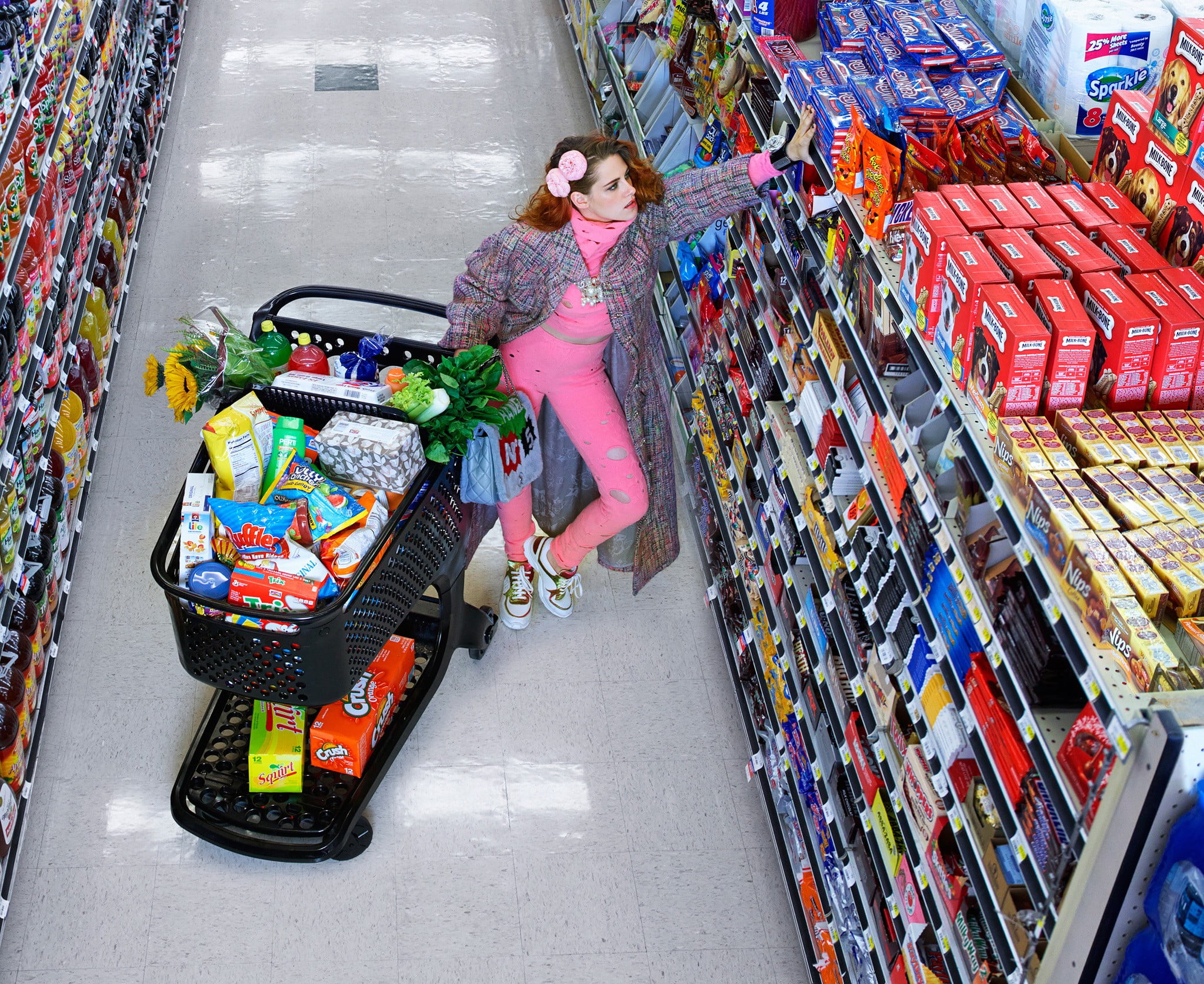 supermarket Kristen Stewart food shopping cart 2k