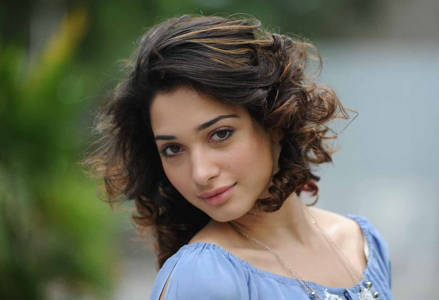 Tamanna Blue Dress women's blue scoop neck top Bollywood Celebrities