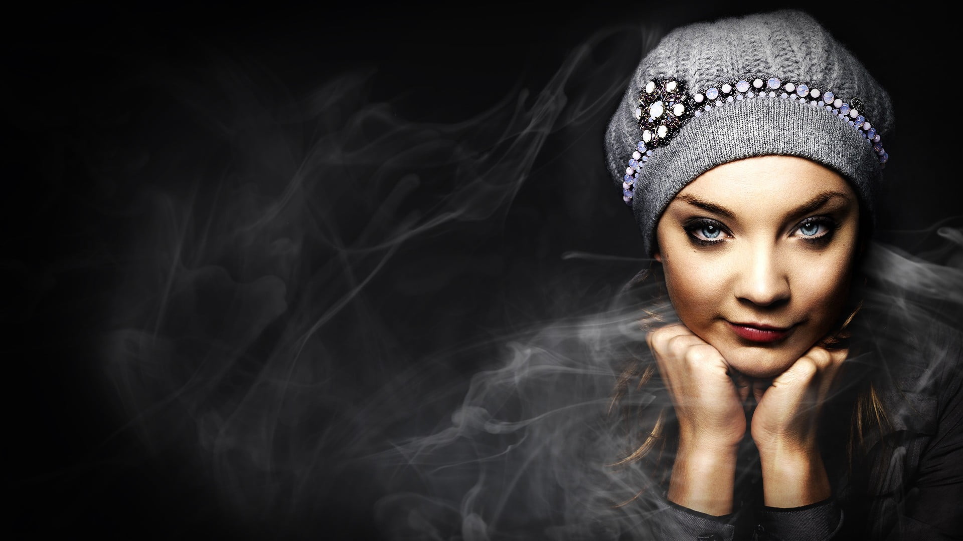 time lapse photography of woman wearing gray knit cap Natalie Dormer
