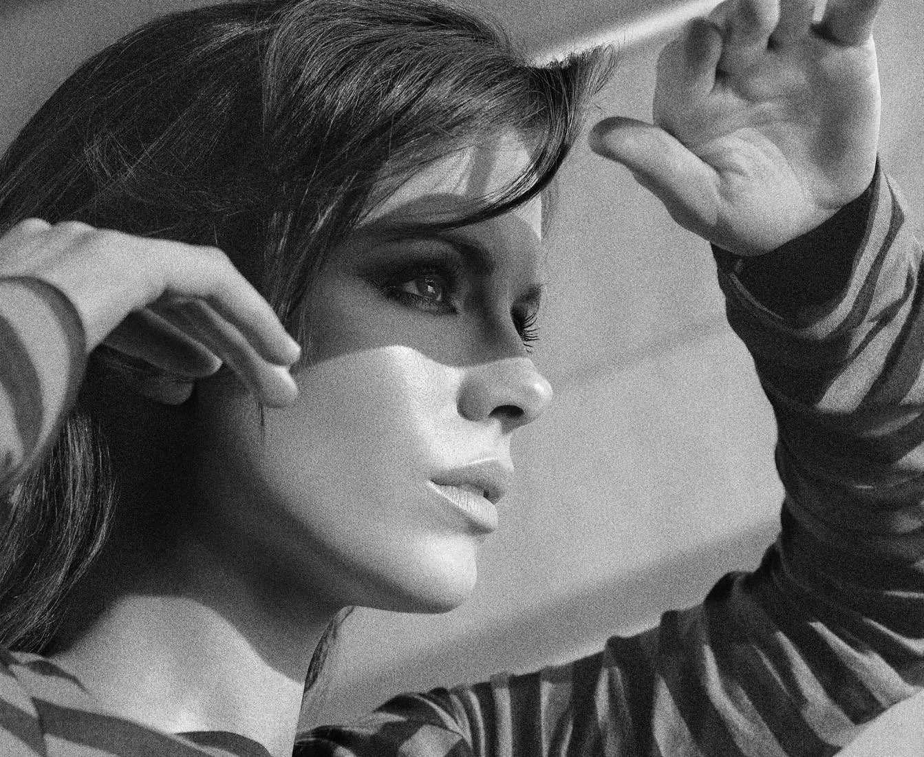 women actress Kate Beckinsale grain monochrome