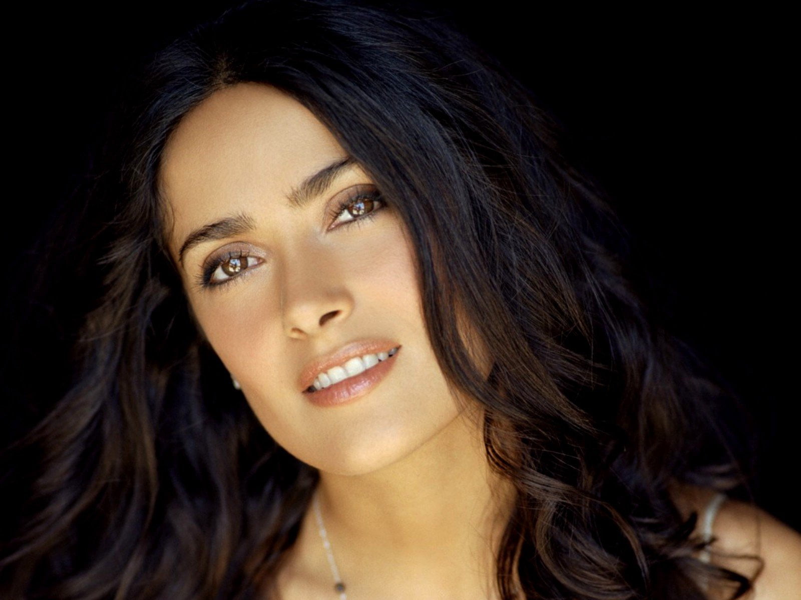 woman's face salma hayek actress brunette charming beautiful woman